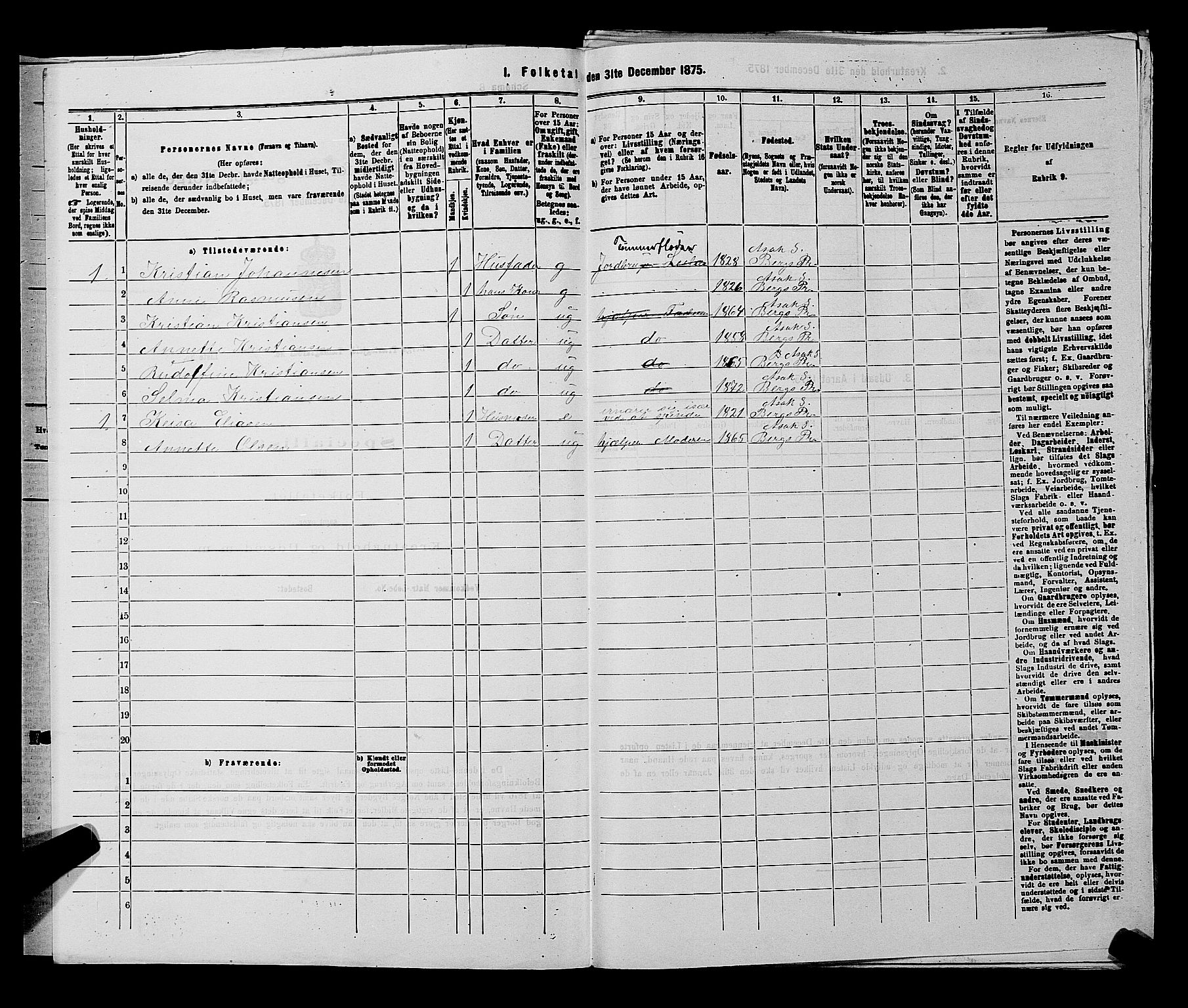 RA, 1875 census for 0116P Berg, 1875, p. 1074