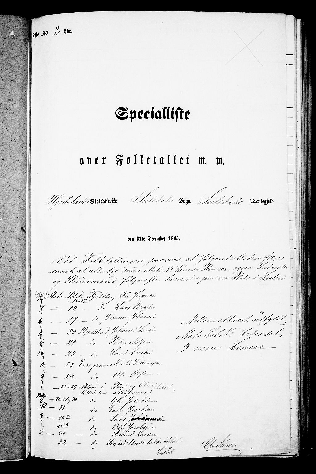 RA, 1865 census for Suldal, 1865, p. 29