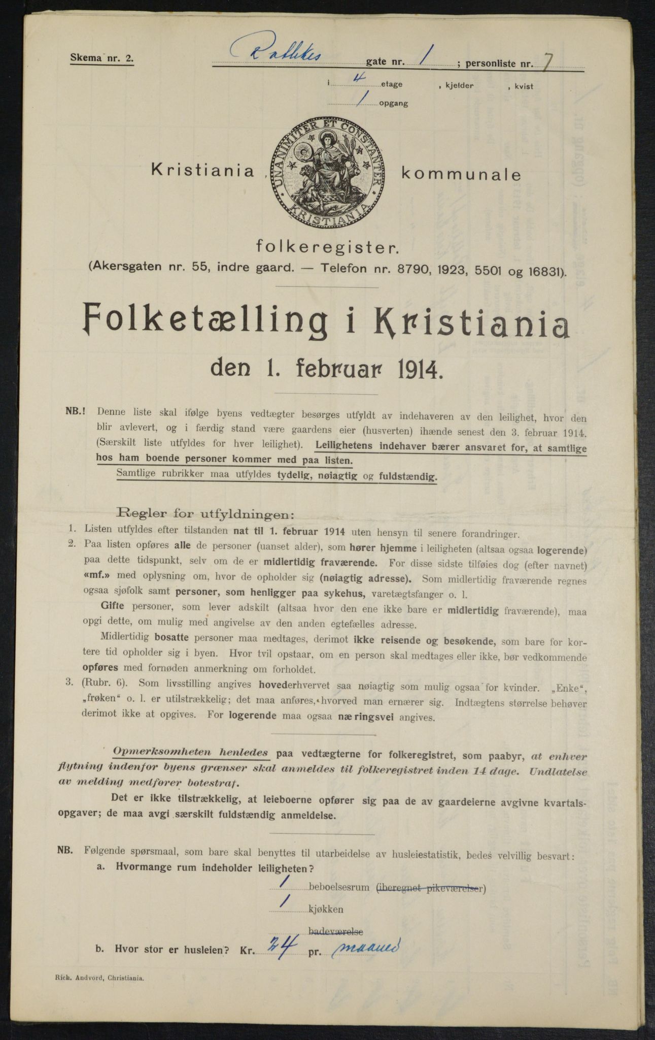 OBA, Municipal Census 1914 for Kristiania, 1914, p. 81843