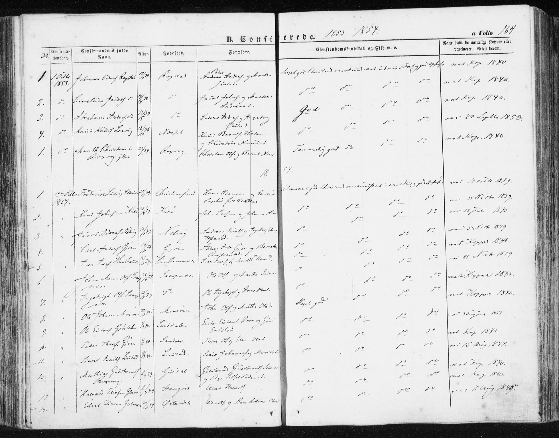 Ministerialprotokoller, klokkerbøker og fødselsregistre - Møre og Romsdal, AV/SAT-A-1454/581/L0937: Parish register (official) no. 581A05, 1853-1872, p. 164