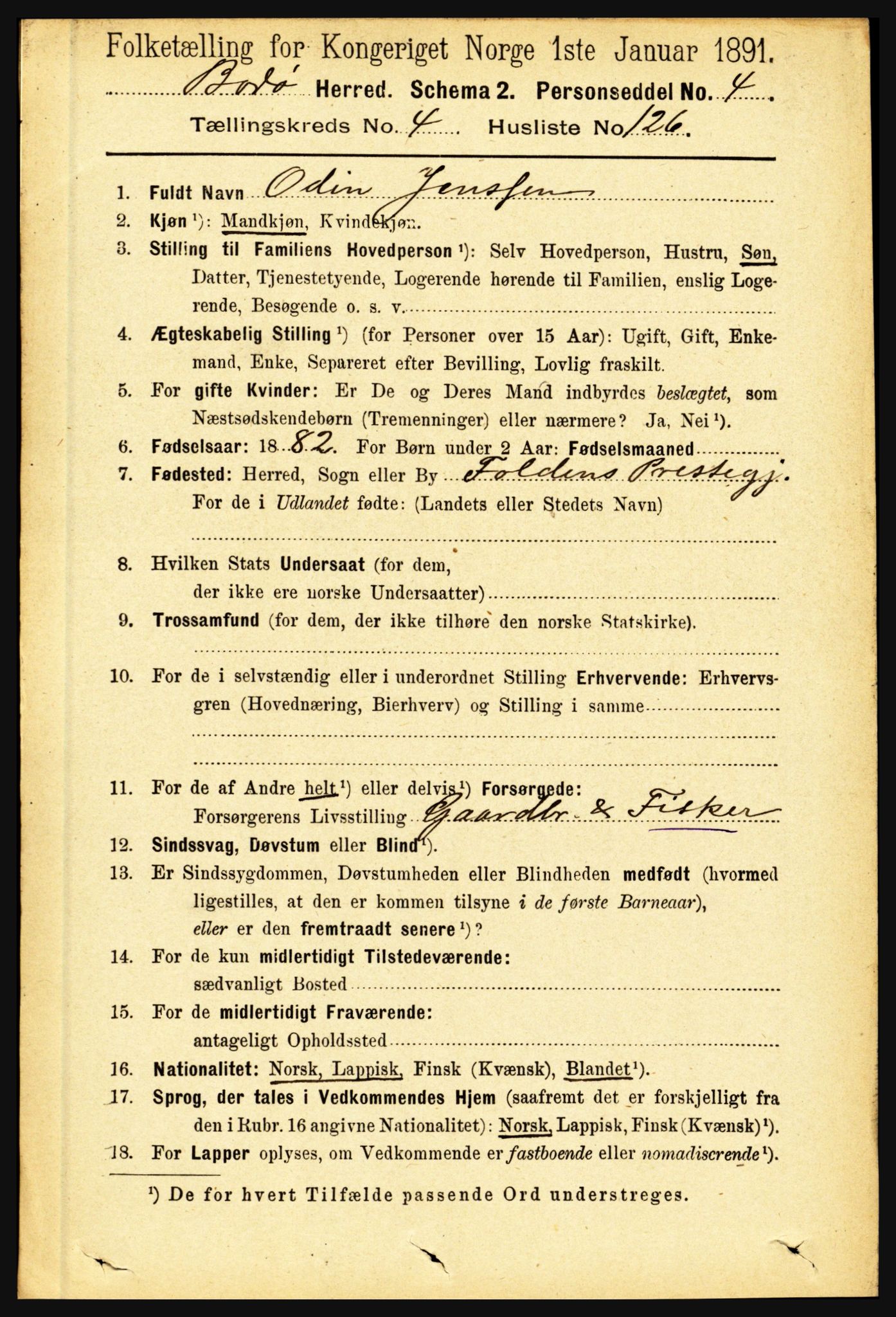 RA, 1891 census for 1843 Bodø, 1891, p. 3022