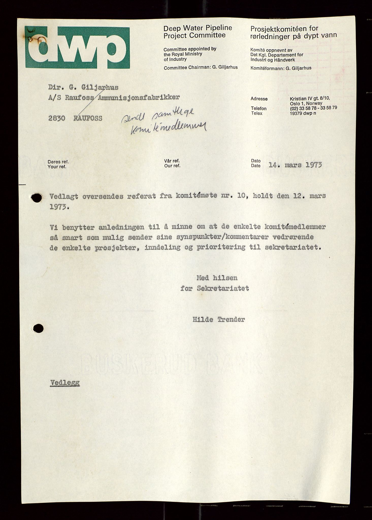 Industridepartementet, Oljekontoret, SAST/A-101348/Di/L0004: DWP, møter, komite`møter, 761 forskning/teknologi, 1972-1975, p. 195