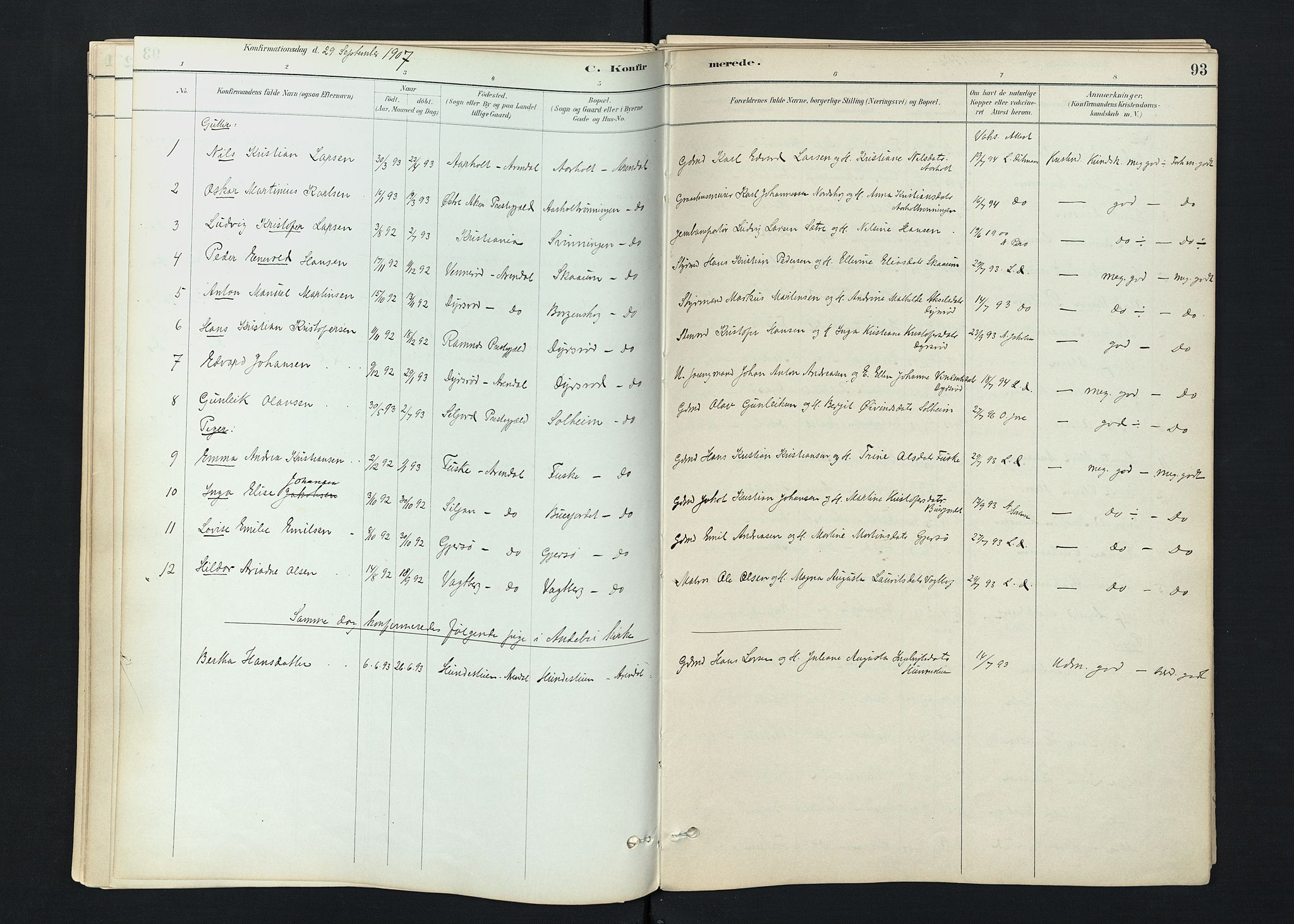 Stokke kirkebøker, SAKO/A-320/F/Fc/L0001: Parish register (official) no. III 1, 1884-1910, p. 93