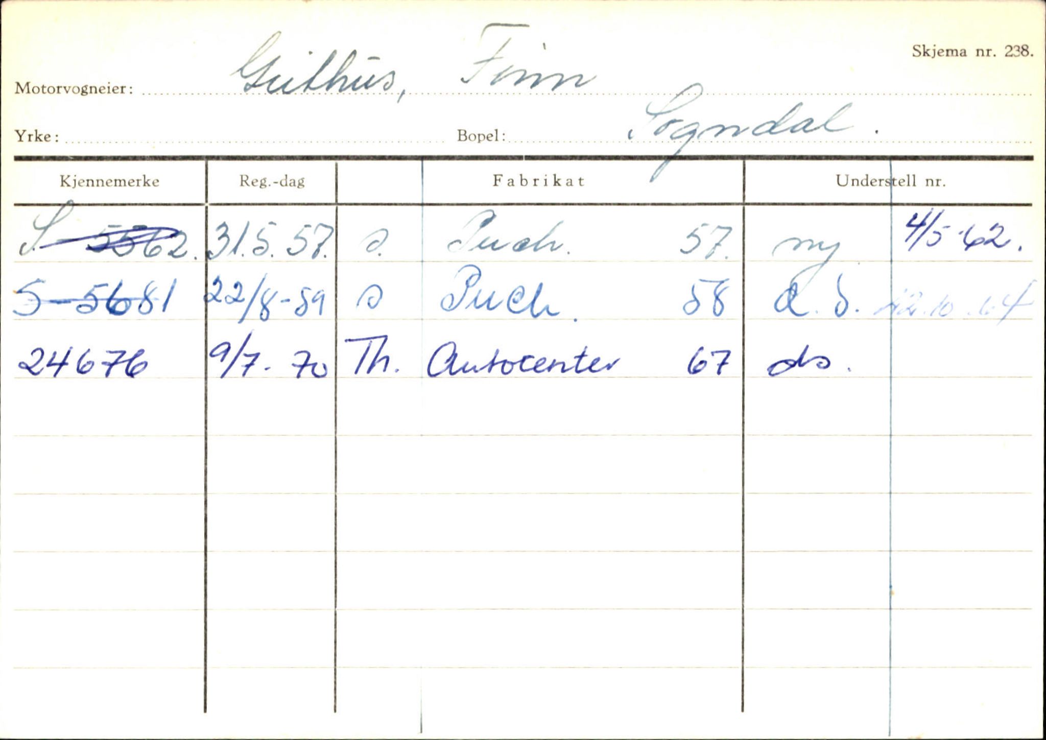 Statens vegvesen, Sogn og Fjordane vegkontor, SAB/A-5301/4/F/L0124: Eigarregister Sogndal A-U, 1945-1975, p. 675