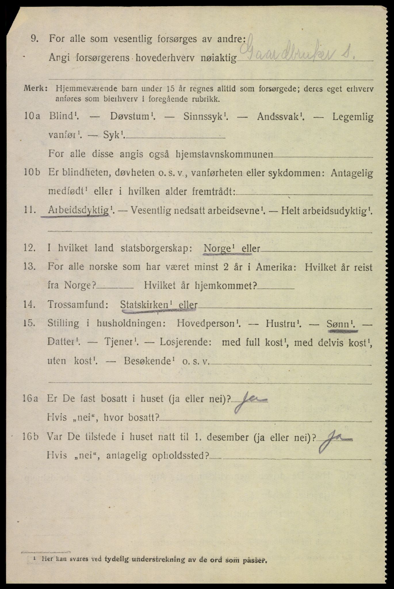 SAK, 1920 census for Åseral, 1920, p. 1779