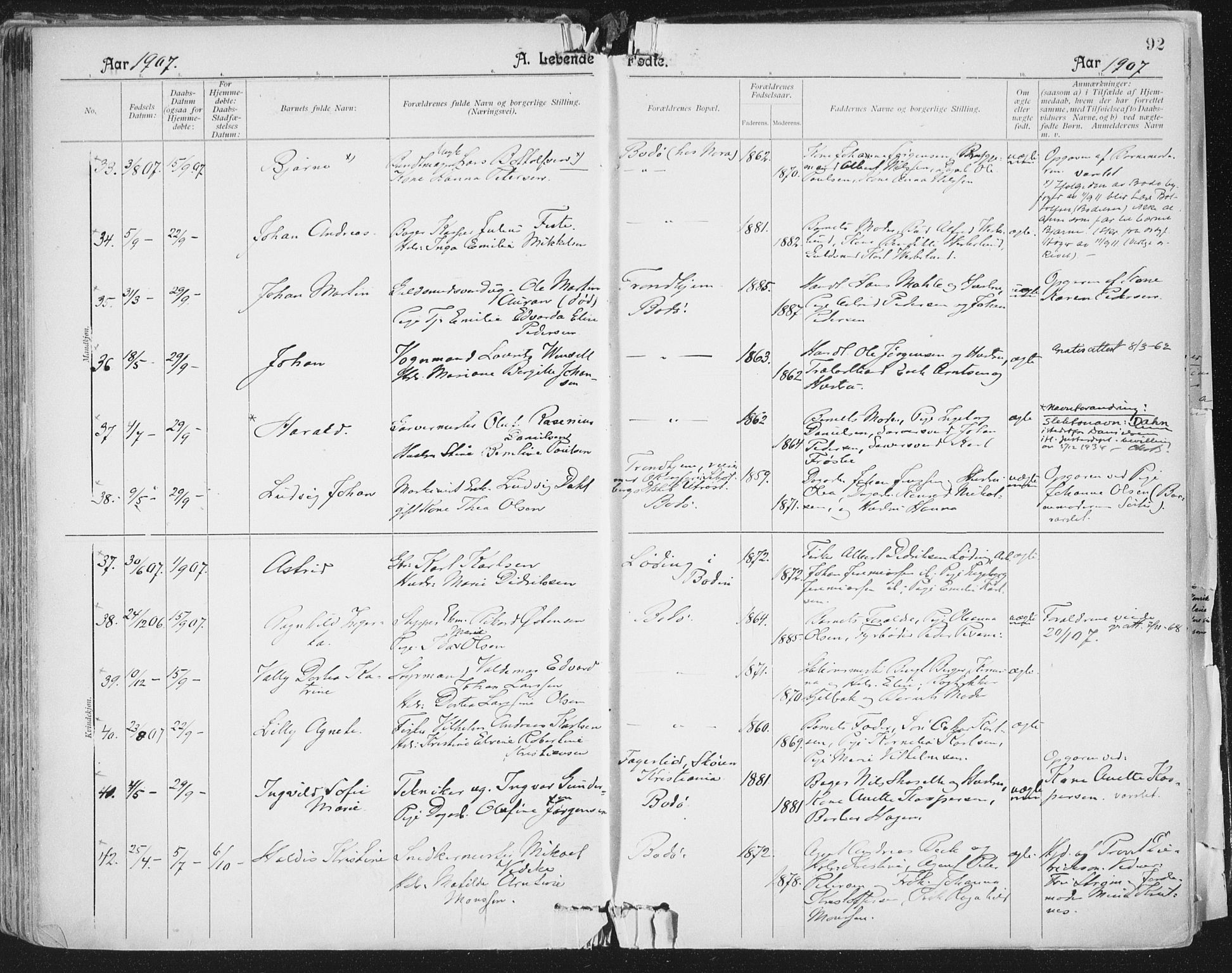 Ministerialprotokoller, klokkerbøker og fødselsregistre - Nordland, AV/SAT-A-1459/801/L0011: Parish register (official) no. 801A11, 1900-1916, p. 92