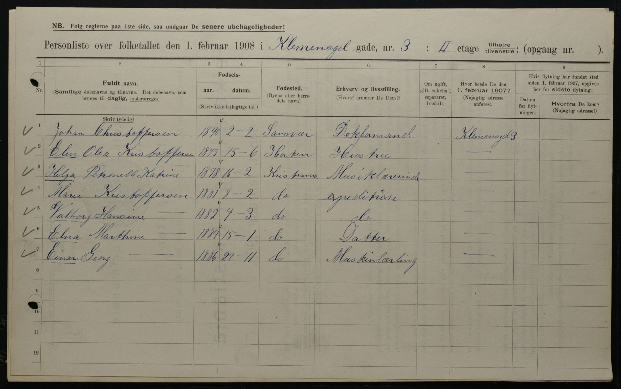 OBA, Municipal Census 1908 for Kristiania, 1908, p. 12014