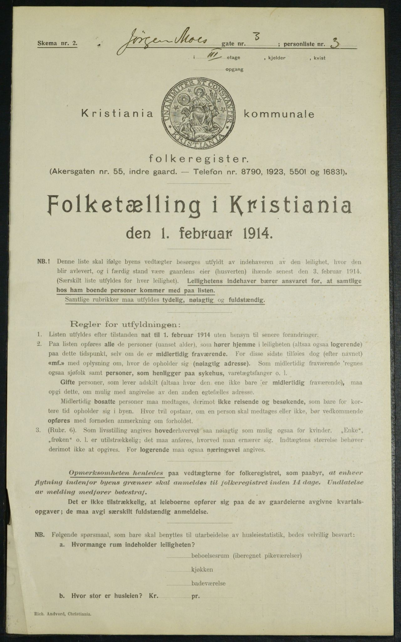 OBA, Municipal Census 1914 for Kristiania, 1914, p. 47718