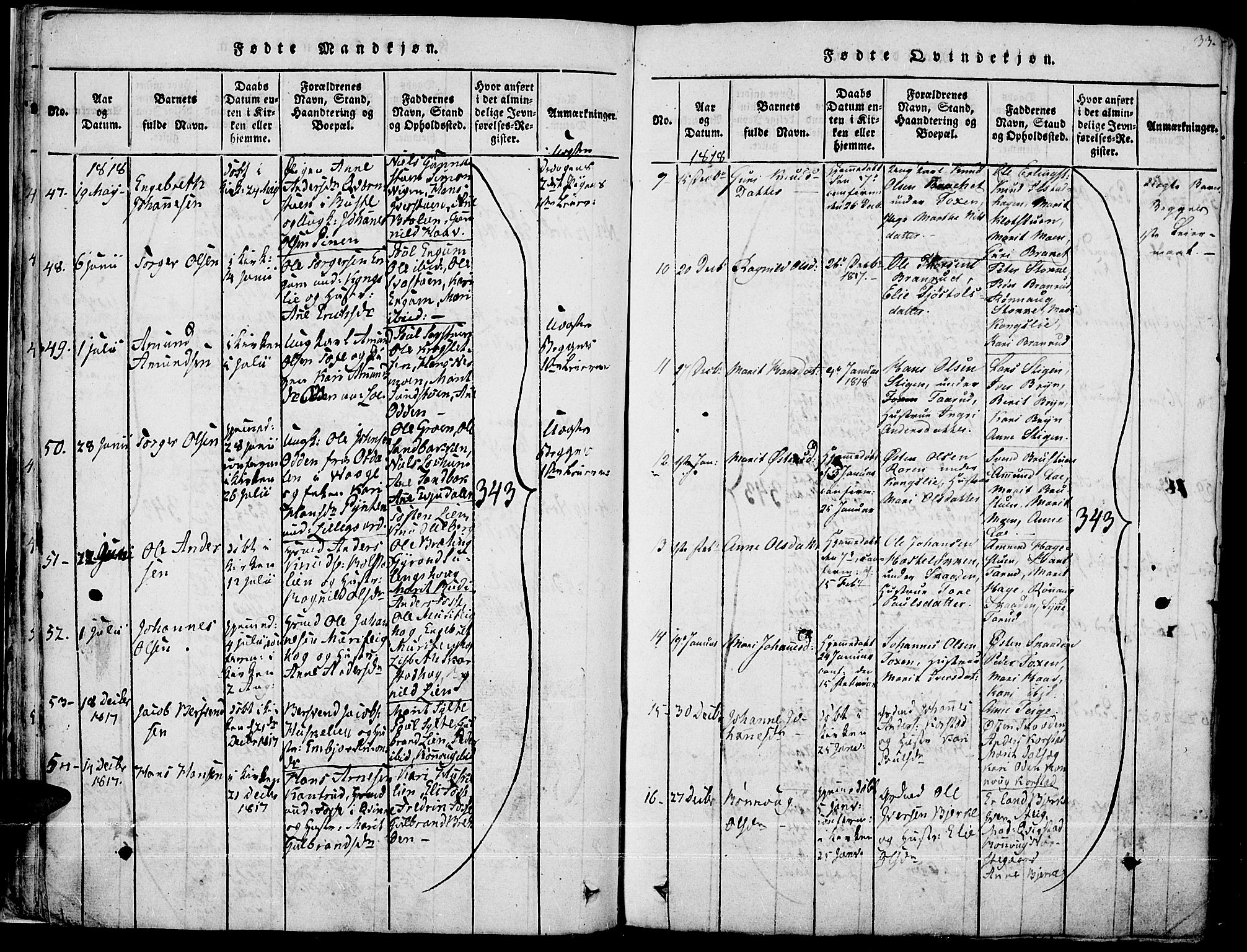 Fron prestekontor, SAH/PREST-078/H/Ha/Haa/L0002: Parish register (official) no. 2, 1816-1827, p. 33