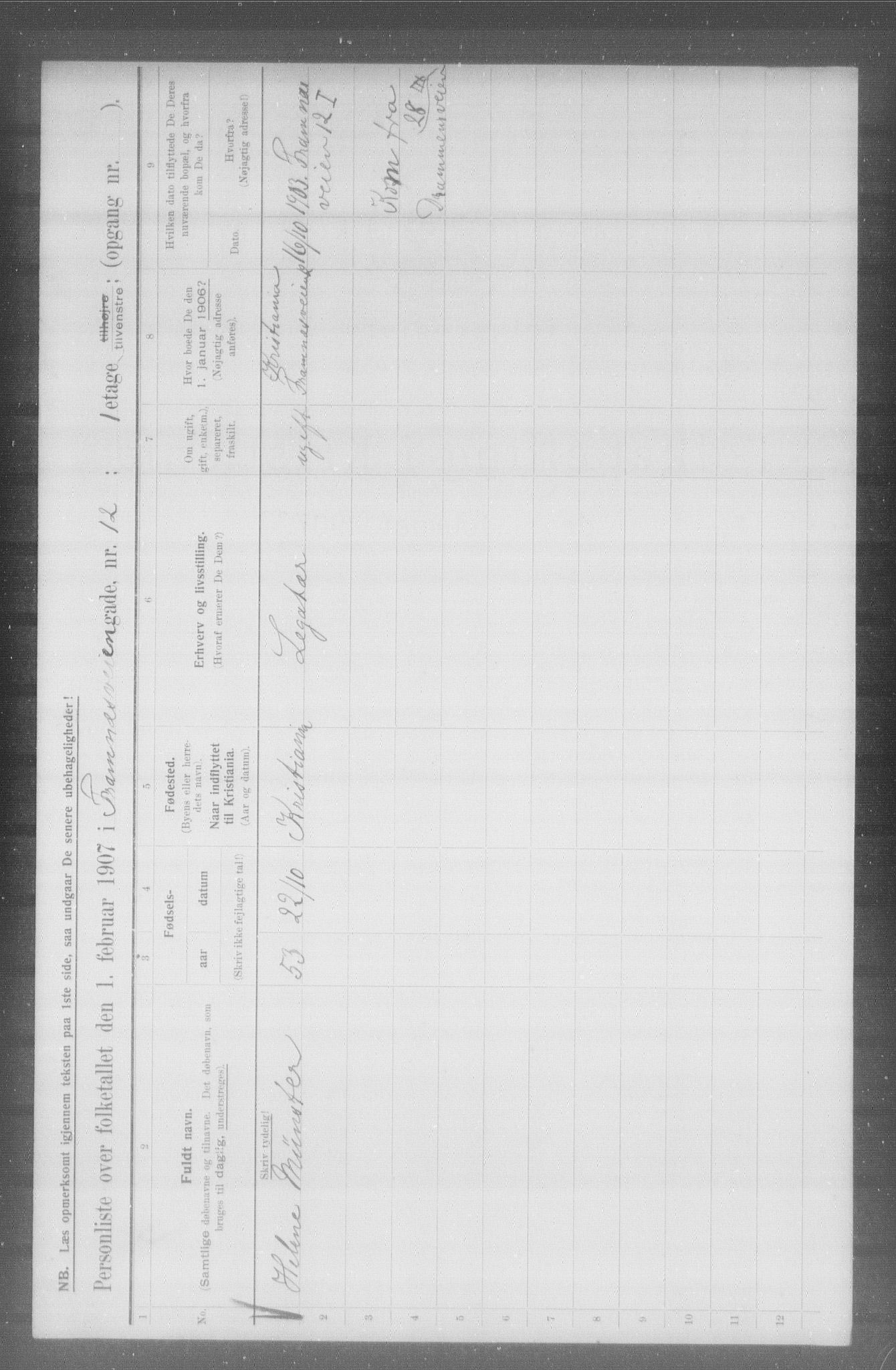 OBA, Municipal Census 1907 for Kristiania, 1907, p. 12978