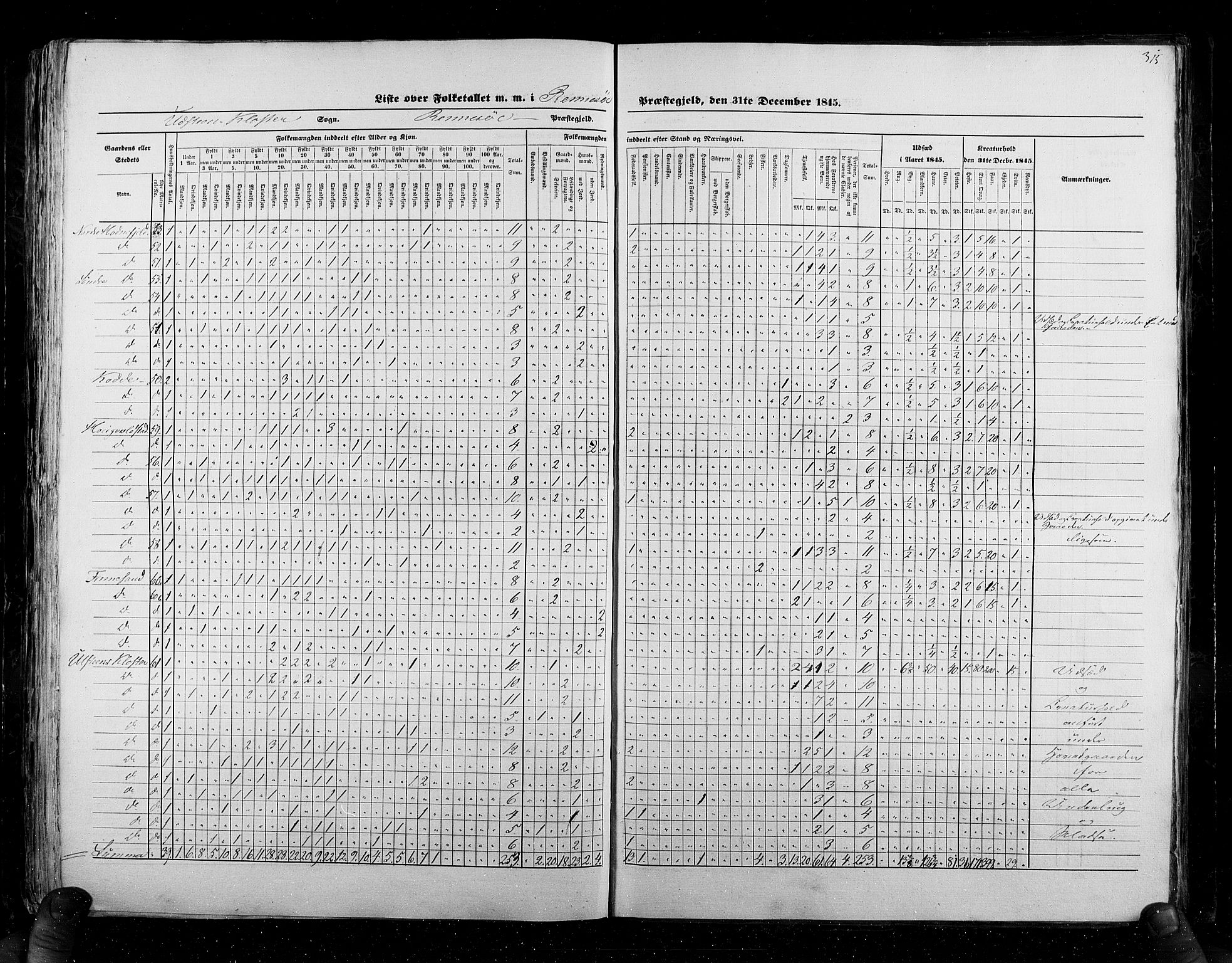 RA, Census 1845, vol. 6: Lister og Mandal amt og Stavanger amt, 1845, p. 315