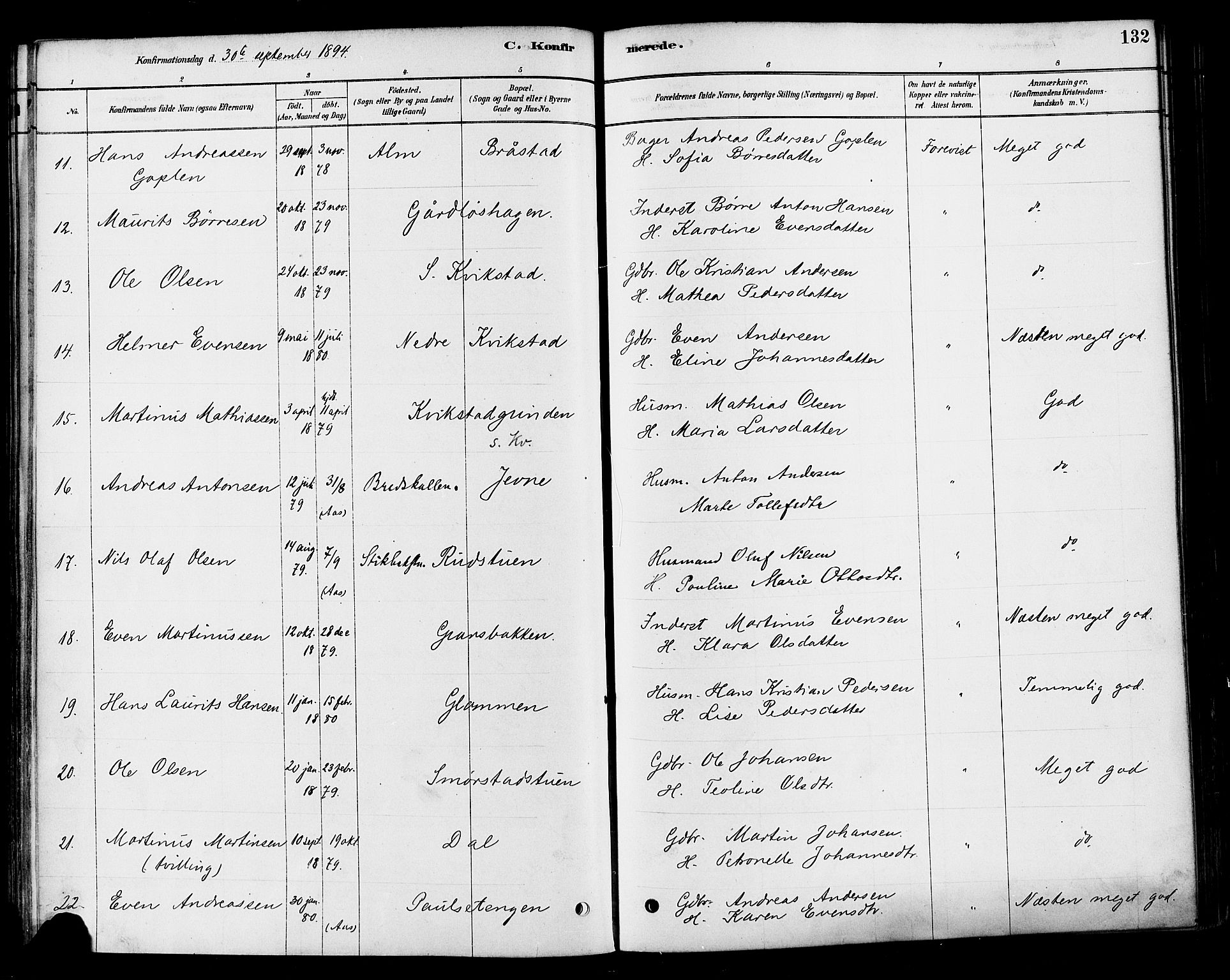 Vestre Toten prestekontor, AV/SAH-PREST-108/H/Ha/Haa/L0010: Parish register (official) no. 10, 1878-1894, p. 132