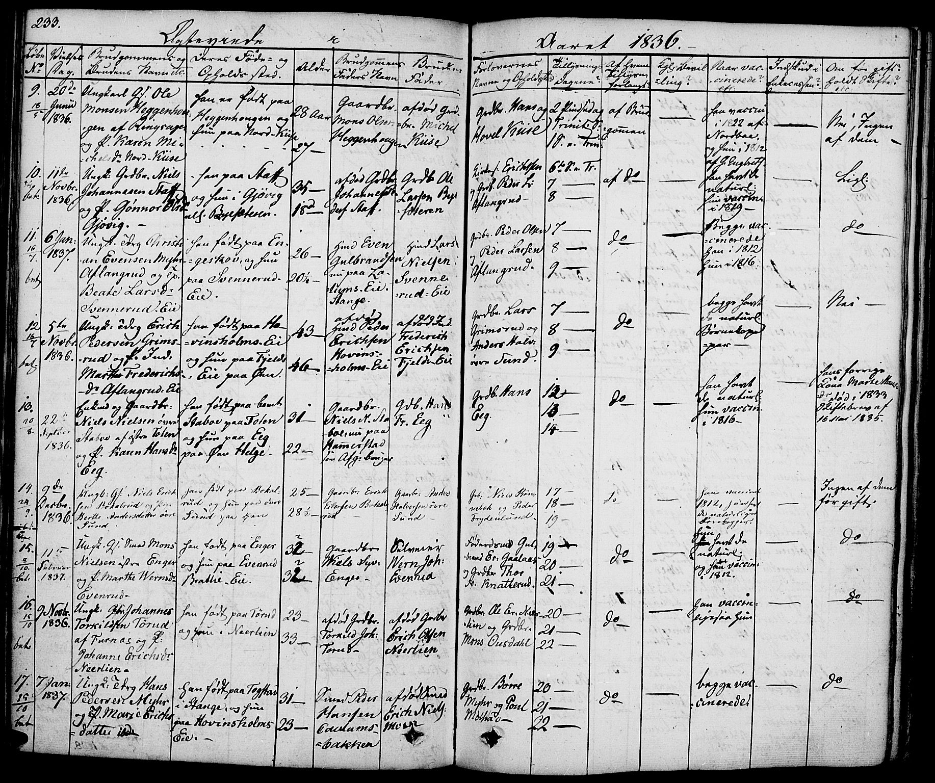 Nes prestekontor, Hedmark, AV/SAH-PREST-020/K/Ka/L0003: Parish register (official) no. 3, 1827-1851, p. 233