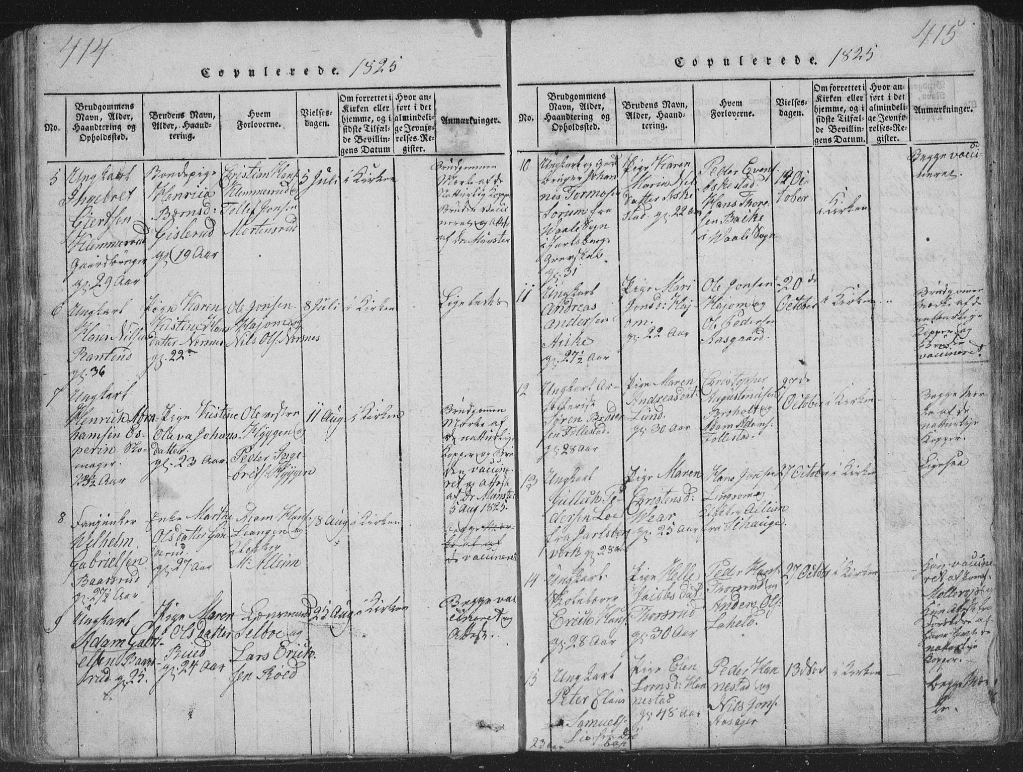 Røyken kirkebøker, SAKO/A-241/G/Ga/L0003: Parish register (copy) no. 3, 1814-1856, p. 414-415