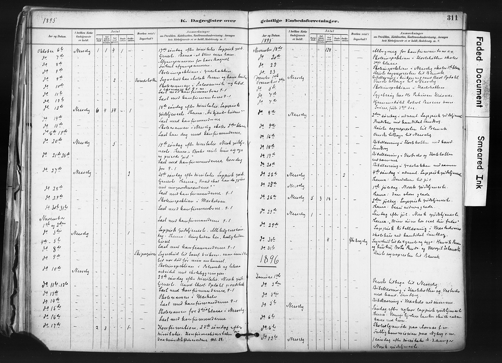 Nesseby sokneprestkontor, SATØ/S-1330/H/Ha/L0006kirke: Parish register (official) no. 6, 1885-1985, p. 311