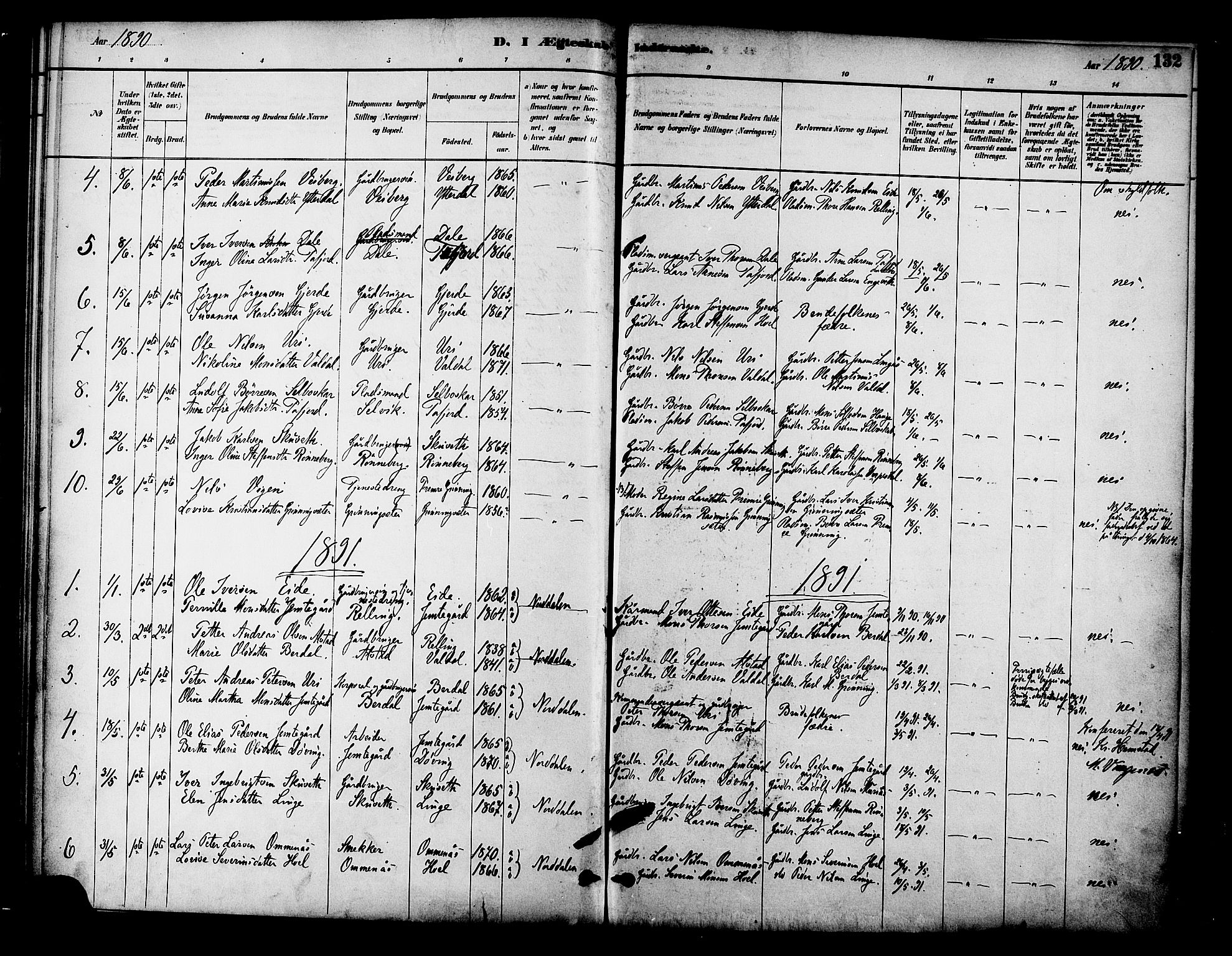 Ministerialprotokoller, klokkerbøker og fødselsregistre - Møre og Romsdal, SAT/A-1454/519/L0255: Parish register (official) no. 519A14, 1884-1908, p. 132