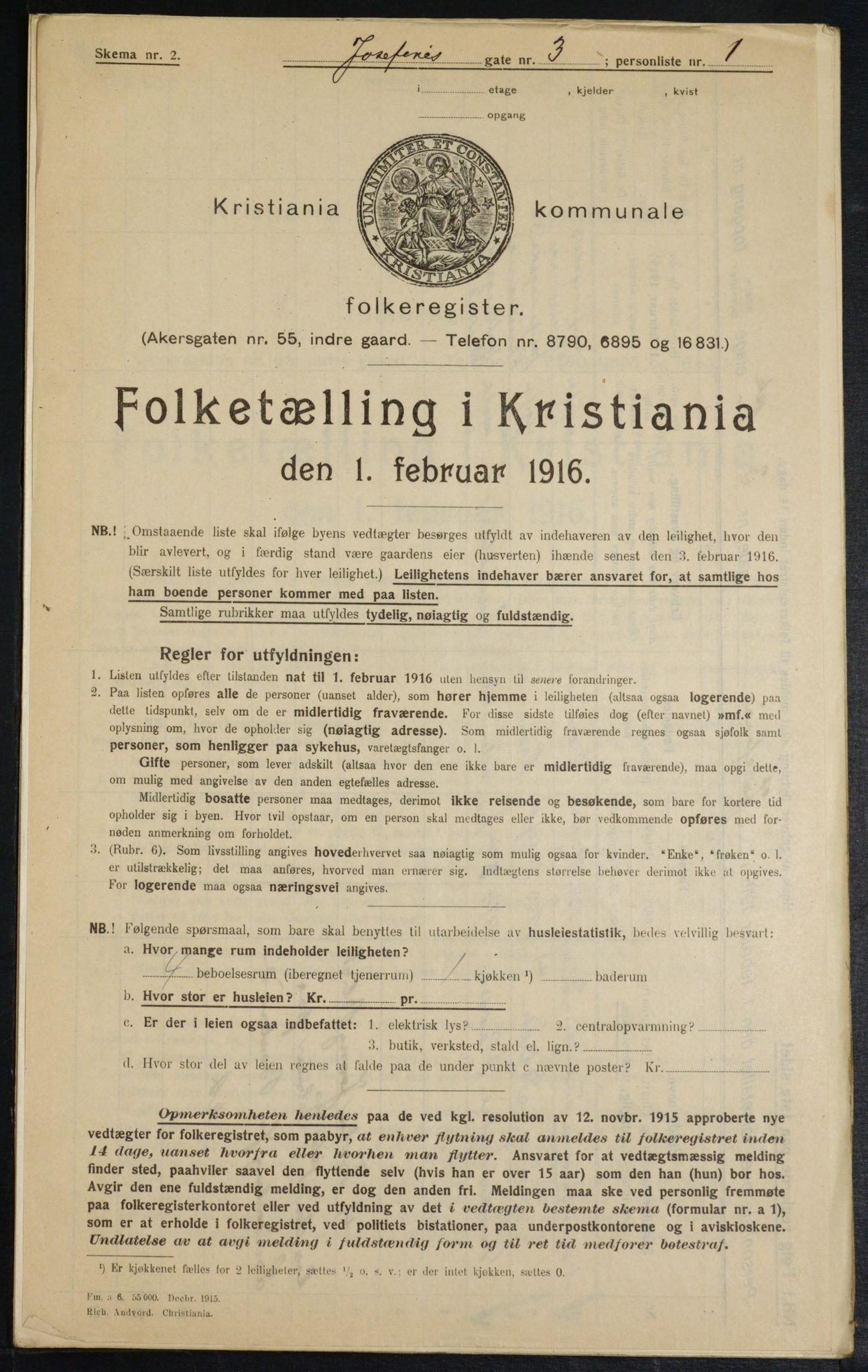 OBA, Municipal Census 1916 for Kristiania, 1916, p. 48433