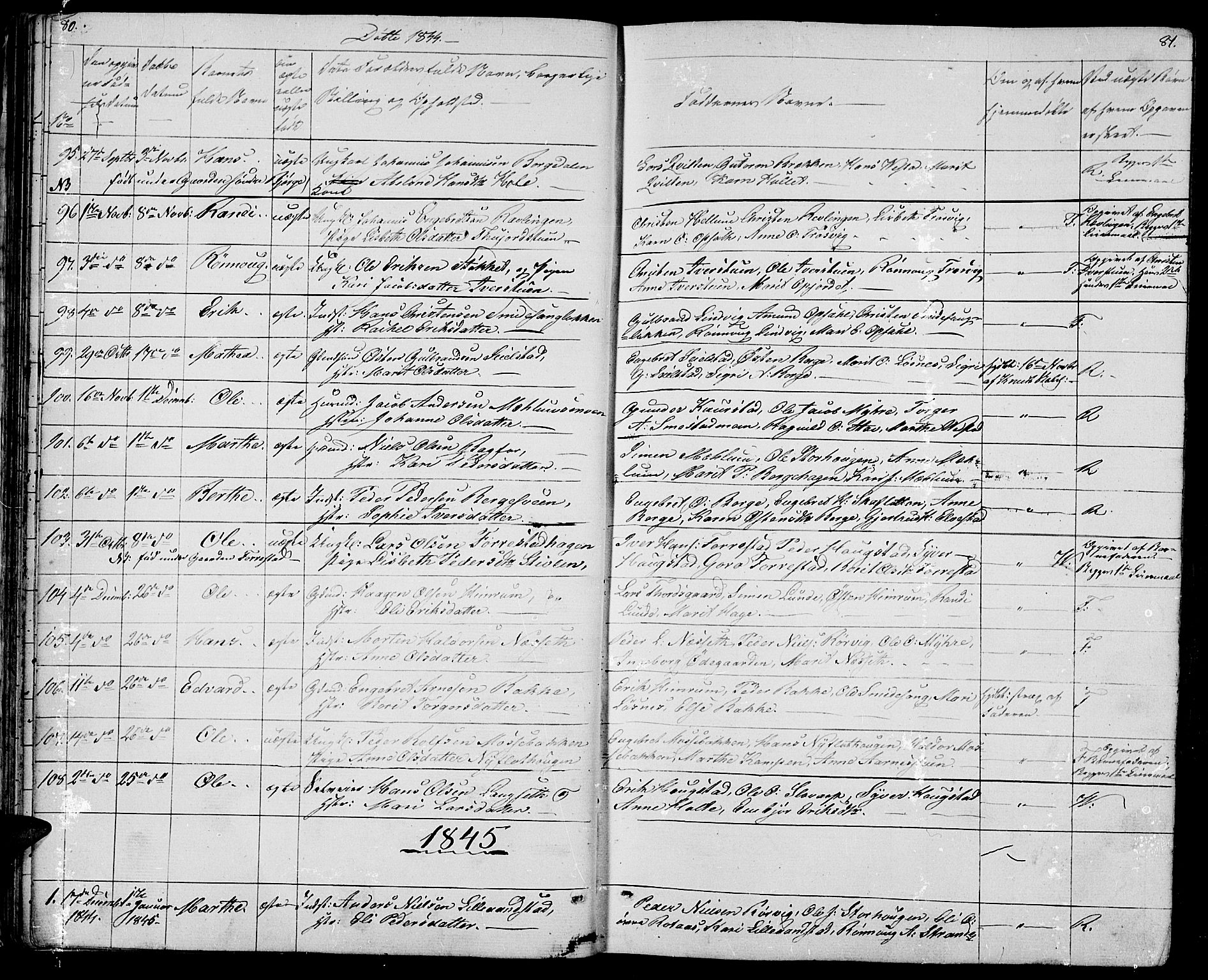 Ringebu prestekontor, SAH/PREST-082/H/Ha/Hab/L0002: Parish register (copy) no. 2, 1839-1853, p. 80-81