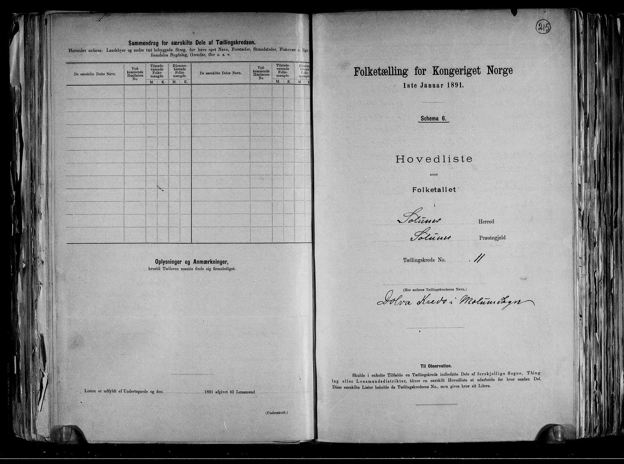 RA, 1891 census for 0818 Solum, 1891, p. 30