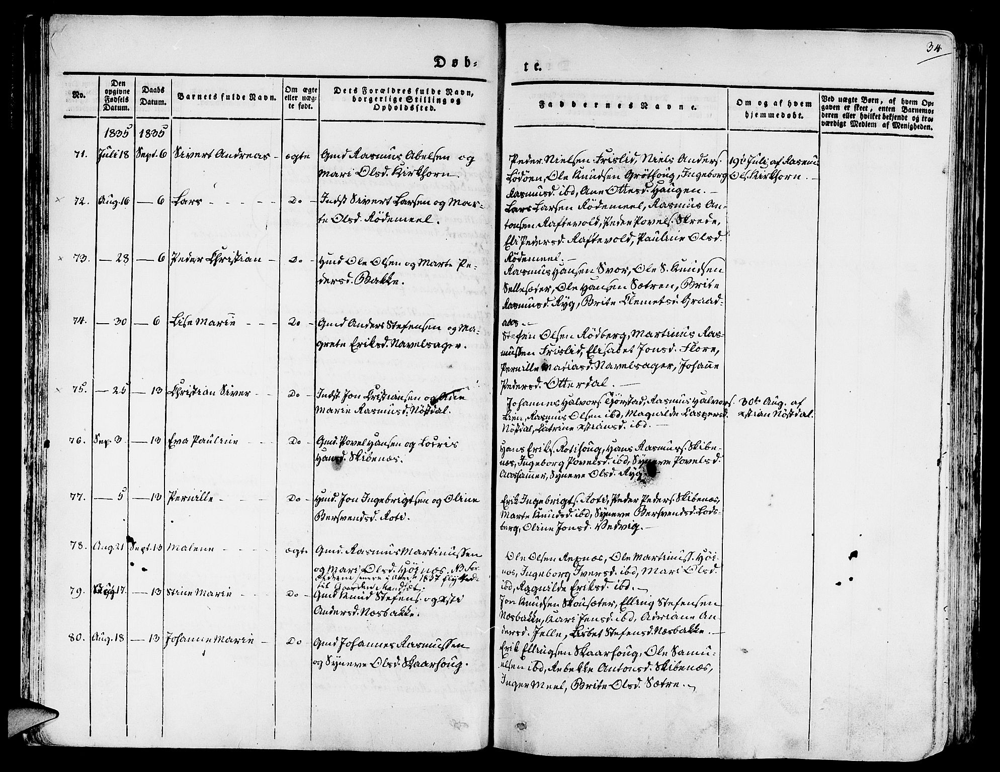 Eid sokneprestembete, AV/SAB-A-82301/H/Haa/Haaa/L0006: Parish register (official) no. A 6, 1831-1843, p. 34