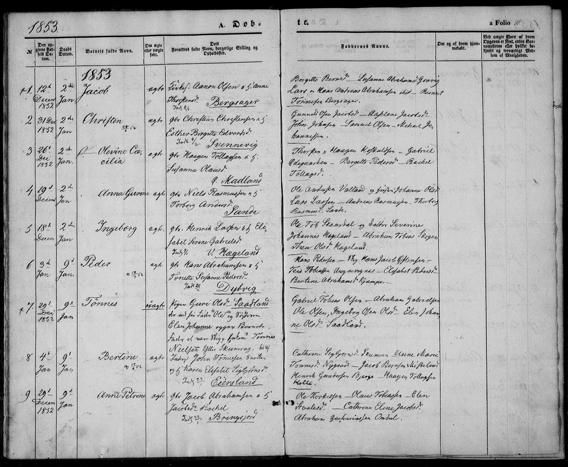 Lyngdal sokneprestkontor, SAK/1111-0029/F/Fa/Fac/L0009: Parish register (official) no. A 9, 1852-1864, p. 11