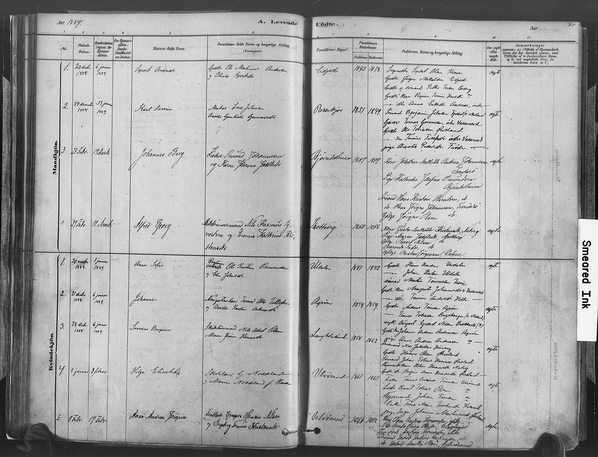 Høvåg sokneprestkontor, SAK/1111-0025/F/Fa/L0005: Parish register (official) no. A 5, 1878-1893, p. 80