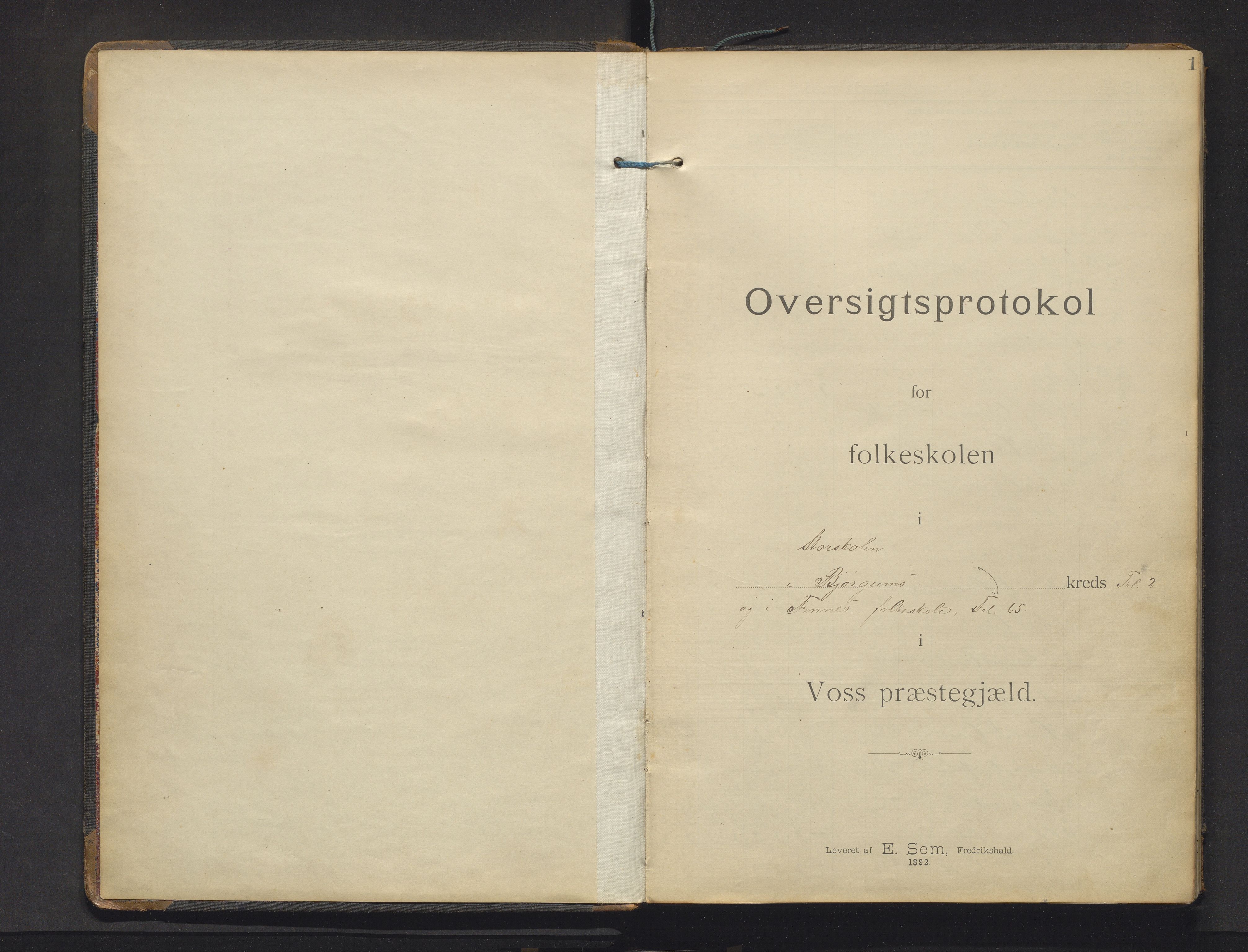 Voss kommune. Barneskulane, IKAH/1235-231/F/Fh/L0003: Skuleprotokoll for Bjørgum og Fenne skular, 1892-1908