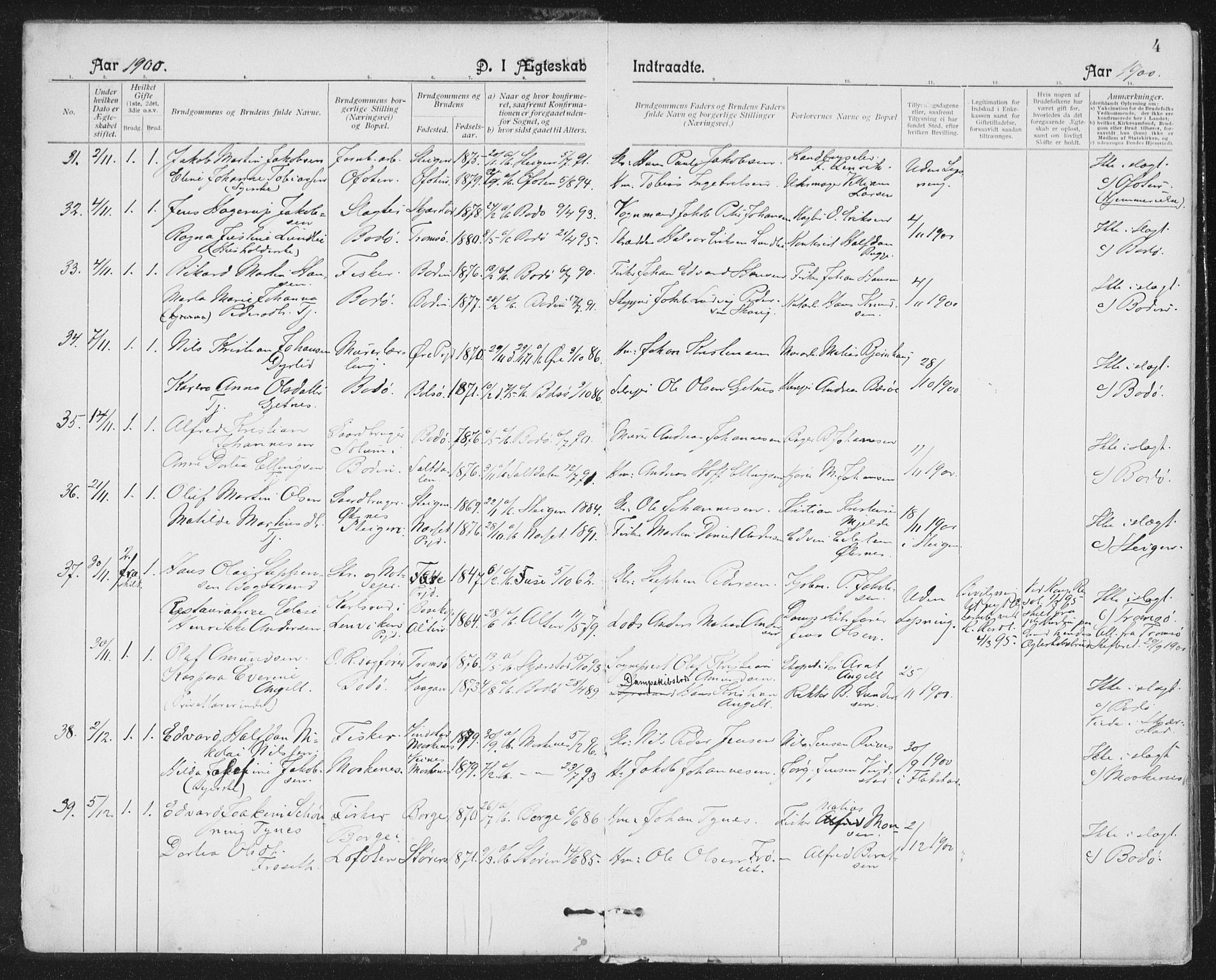 Ministerialprotokoller, klokkerbøker og fødselsregistre - Nordland, AV/SAT-A-1459/801/L0012: Parish register (official) no. 801A12, 1900-1916, p. 4