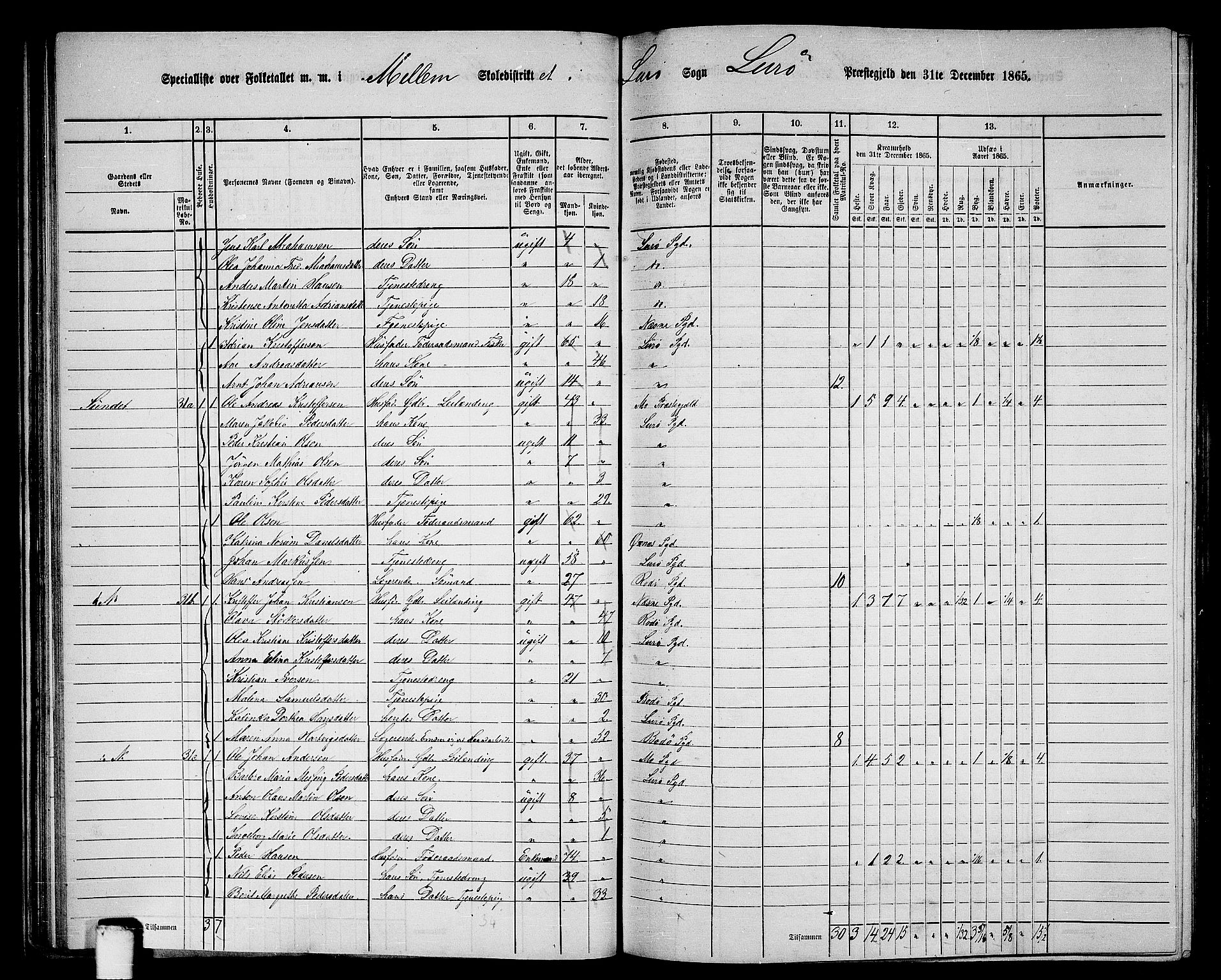 RA, 1865 census for Lurøy, 1865, p. 42