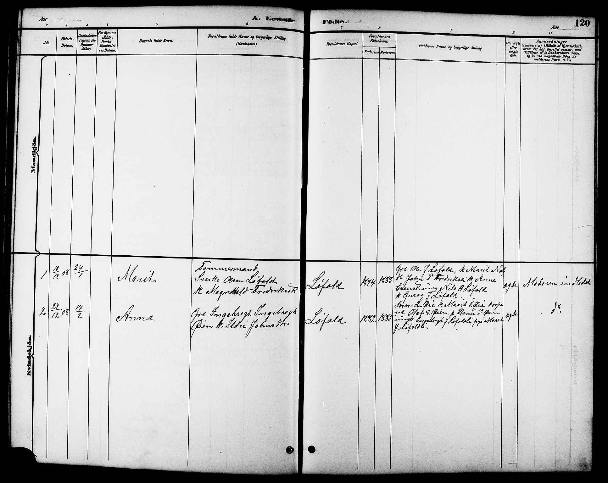 Ministerialprotokoller, klokkerbøker og fødselsregistre - Møre og Romsdal, SAT/A-1454/598/L1078: Parish register (copy) no. 598C03, 1892-1909, p. 120