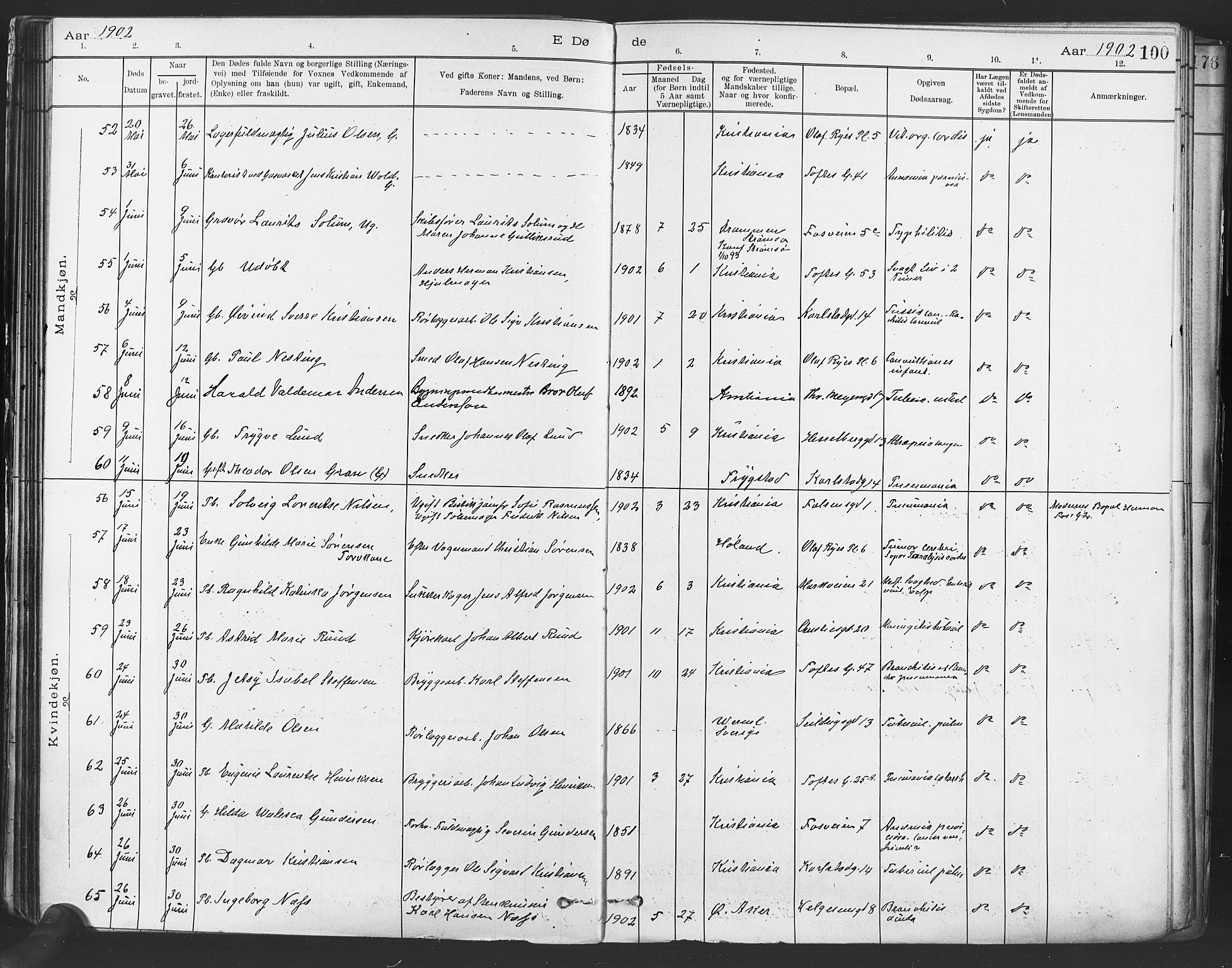 Paulus prestekontor Kirkebøker, SAO/A-10871/F/Fa/L0012: Parish register (official) no. 12, 1897-1908, p. 100