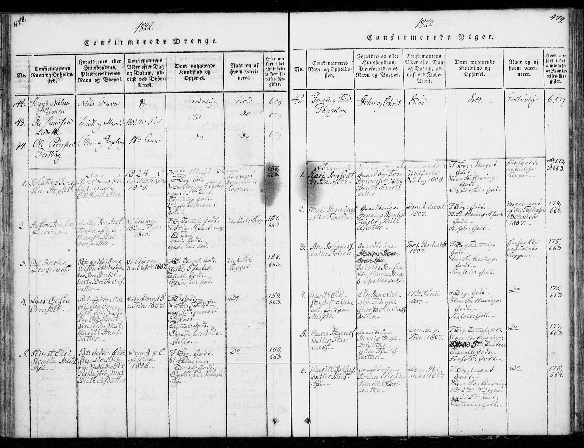 Ministerialprotokoller, klokkerbøker og fødselsregistre - Møre og Romsdal, AV/SAT-A-1454/578/L0903: Parish register (official) no. 578A02, 1819-1838, p. 478-479