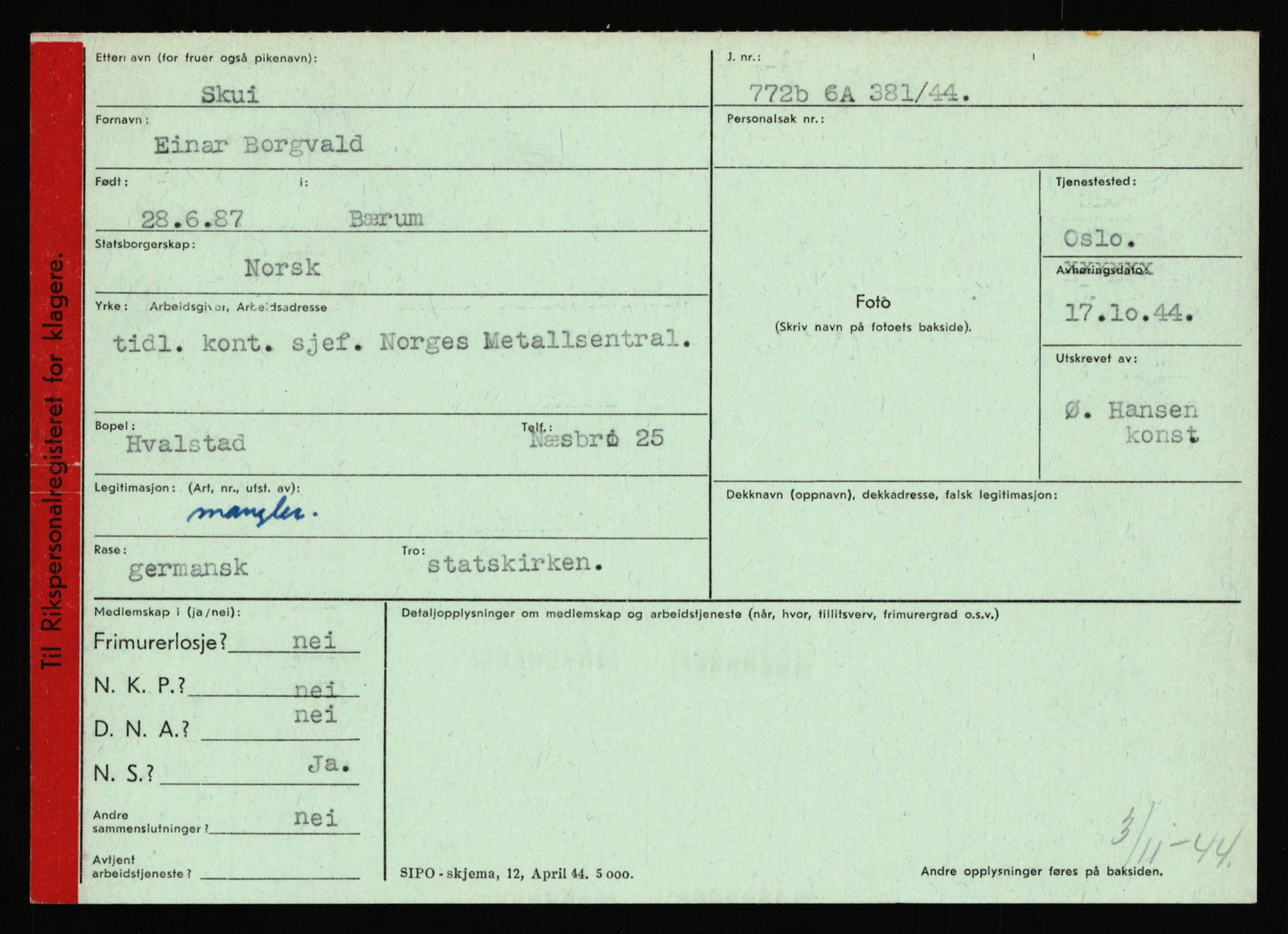 Statspolitiet - Hovedkontoret / Osloavdelingen, AV/RA-S-1329/C/Ca/L0014: Seterlien - Svartås, 1943-1945, p. 1527