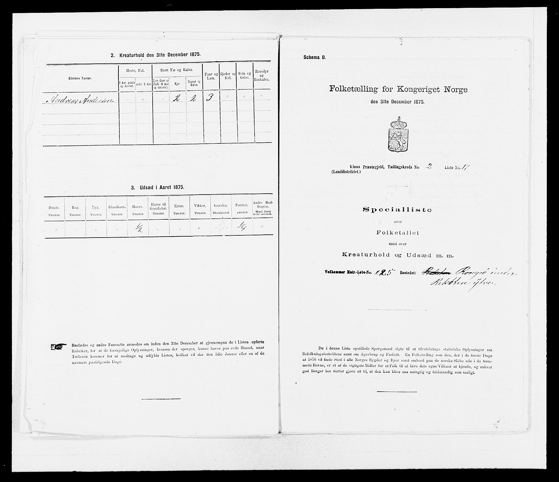 SAB, 1875 census for 1437L Kinn/Kinn og Svanøy, 1875, p. 197