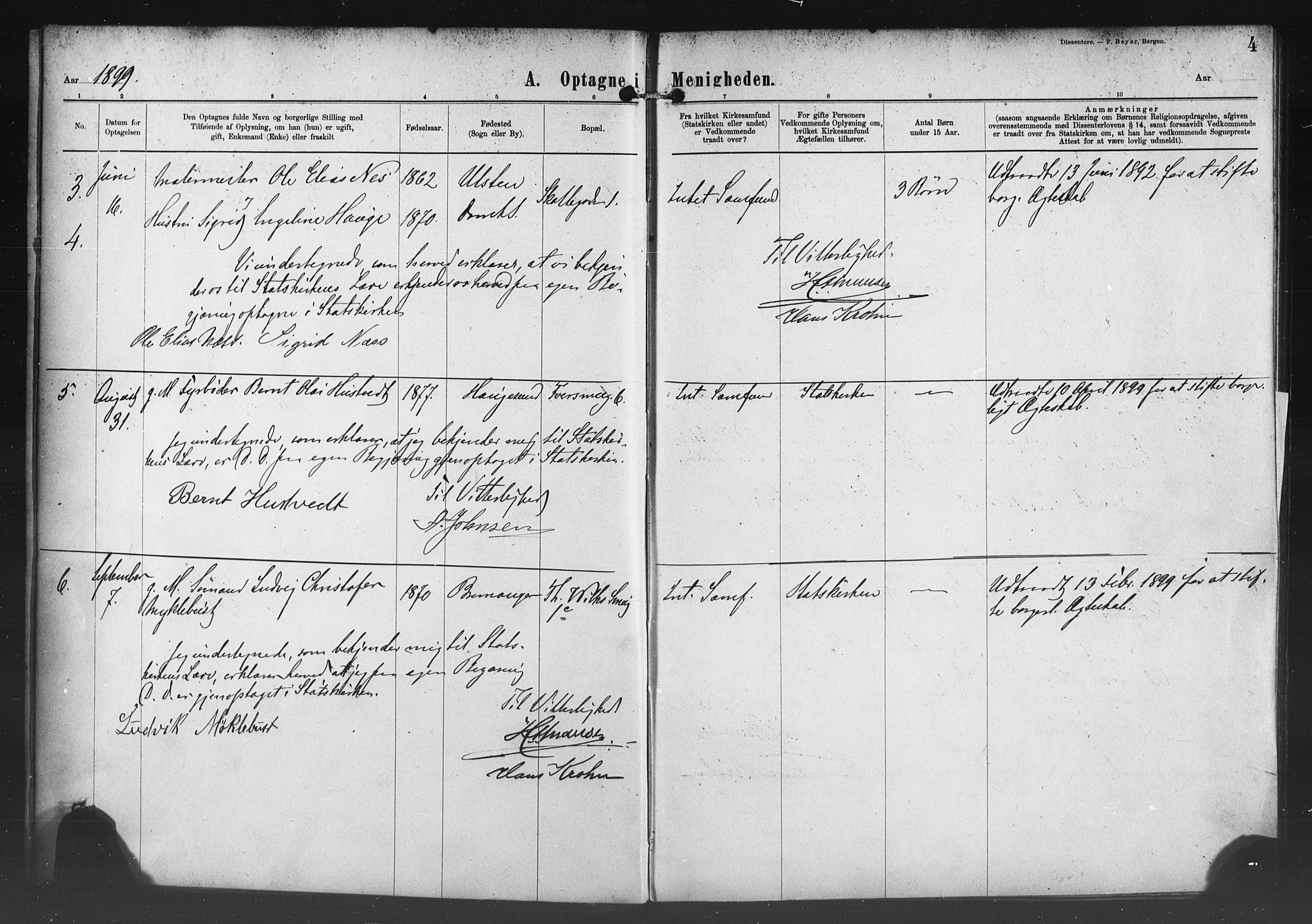 Nykirken Sokneprestembete, SAB/A-77101/H/Haa/L0054: Parish register (official) no. H 3, 1897-1943, p. 4