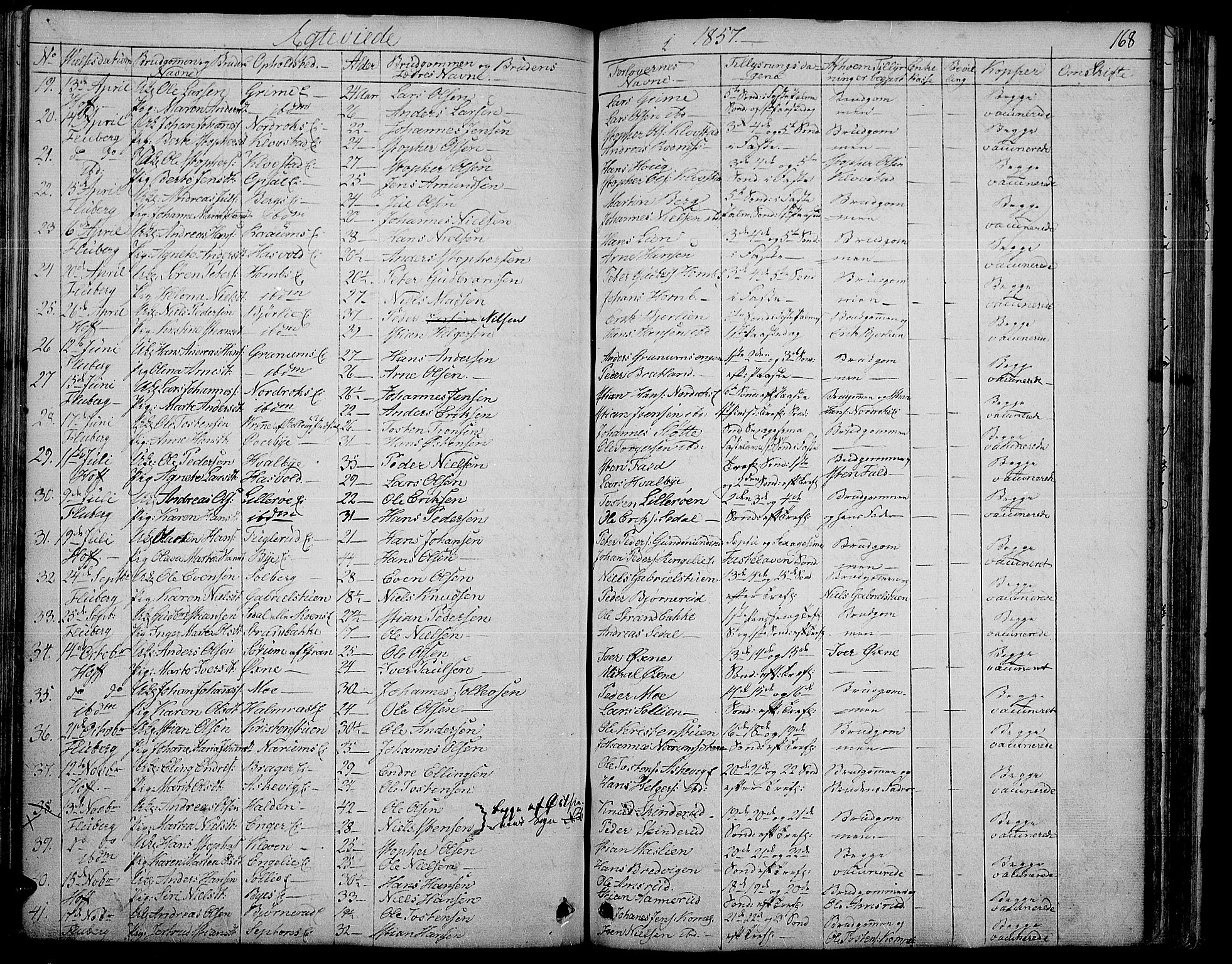 Søndre Land prestekontor, AV/SAH-PREST-122/L/L0001: Parish register (copy) no. 1, 1849-1883, p. 168