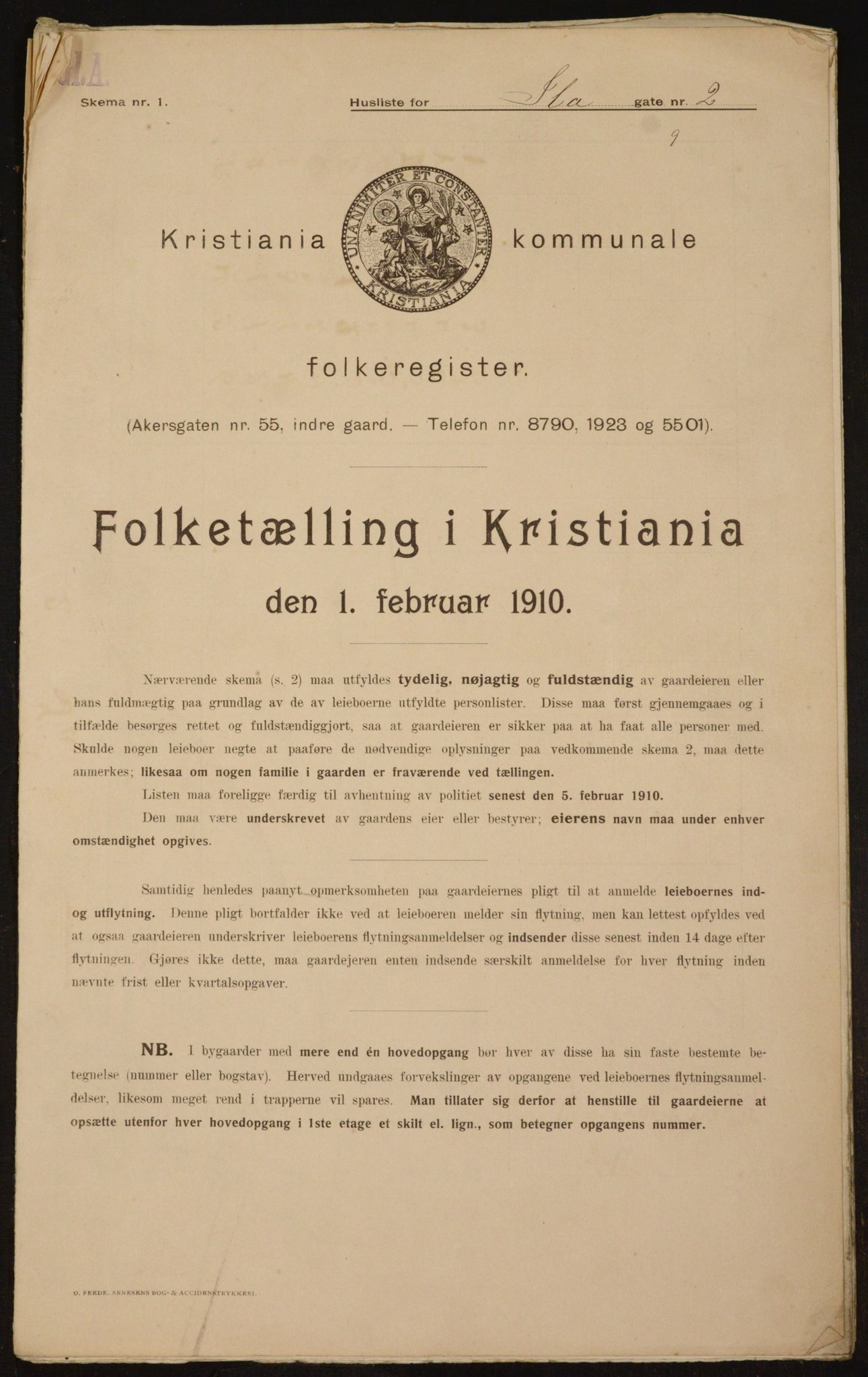 OBA, Municipal Census 1910 for Kristiania, 1910, p. 42244