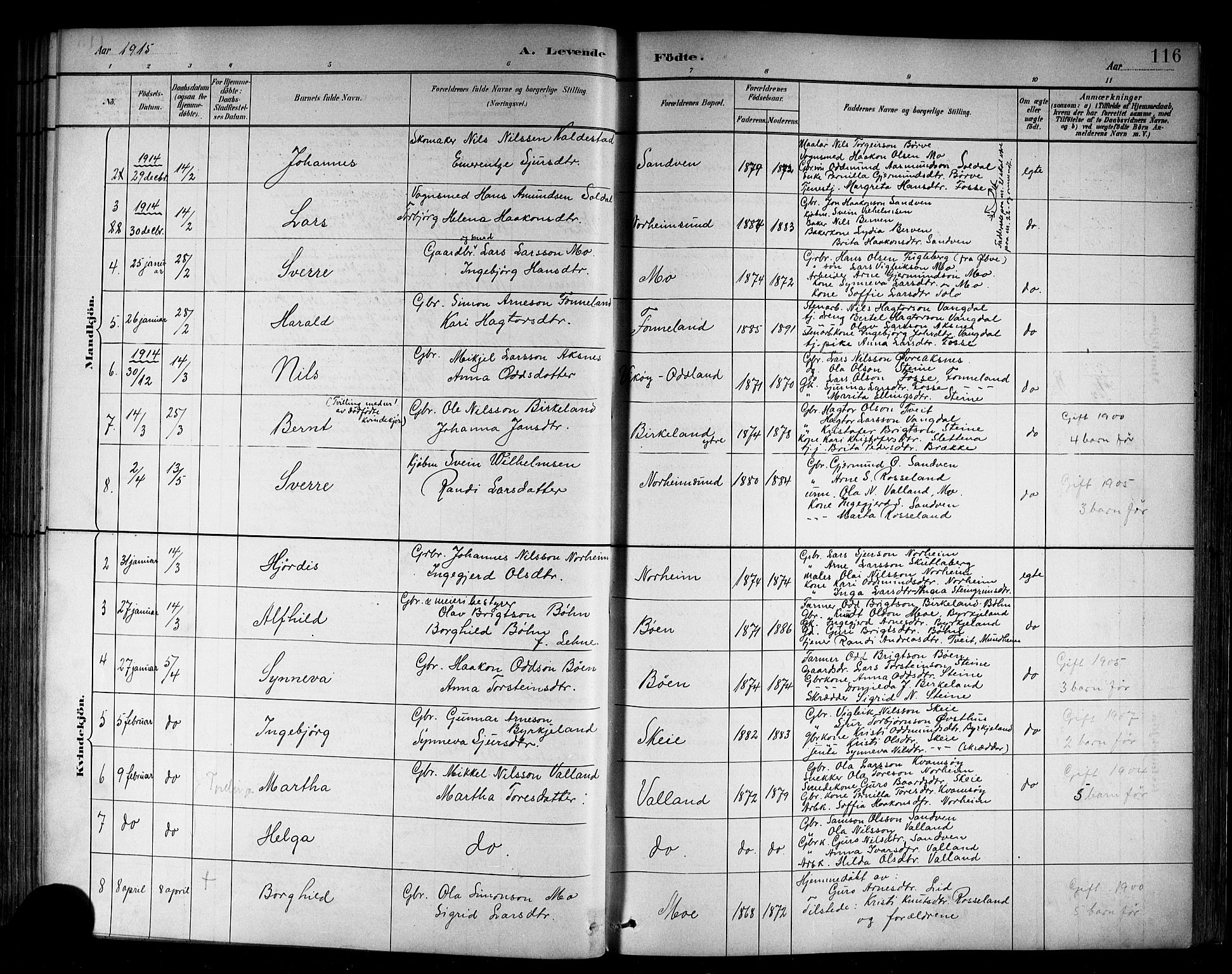 Kvam sokneprestembete, SAB/A-76201/H/Hab: Parish register (copy) no. B 3, 1884-1916, p. 116
