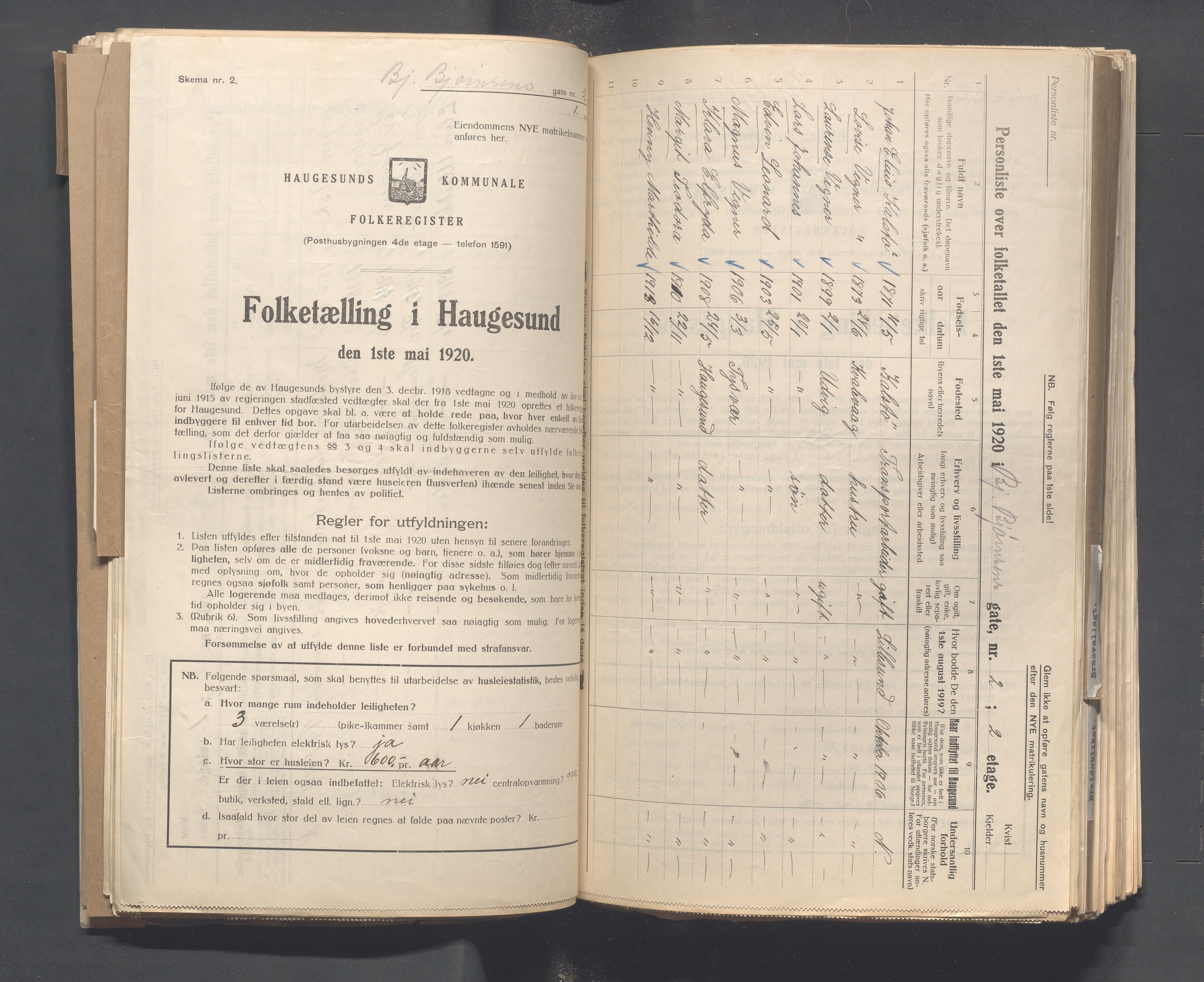 IKAR, Local census 1.5.1920 for Haugesund, 1920, p. 153