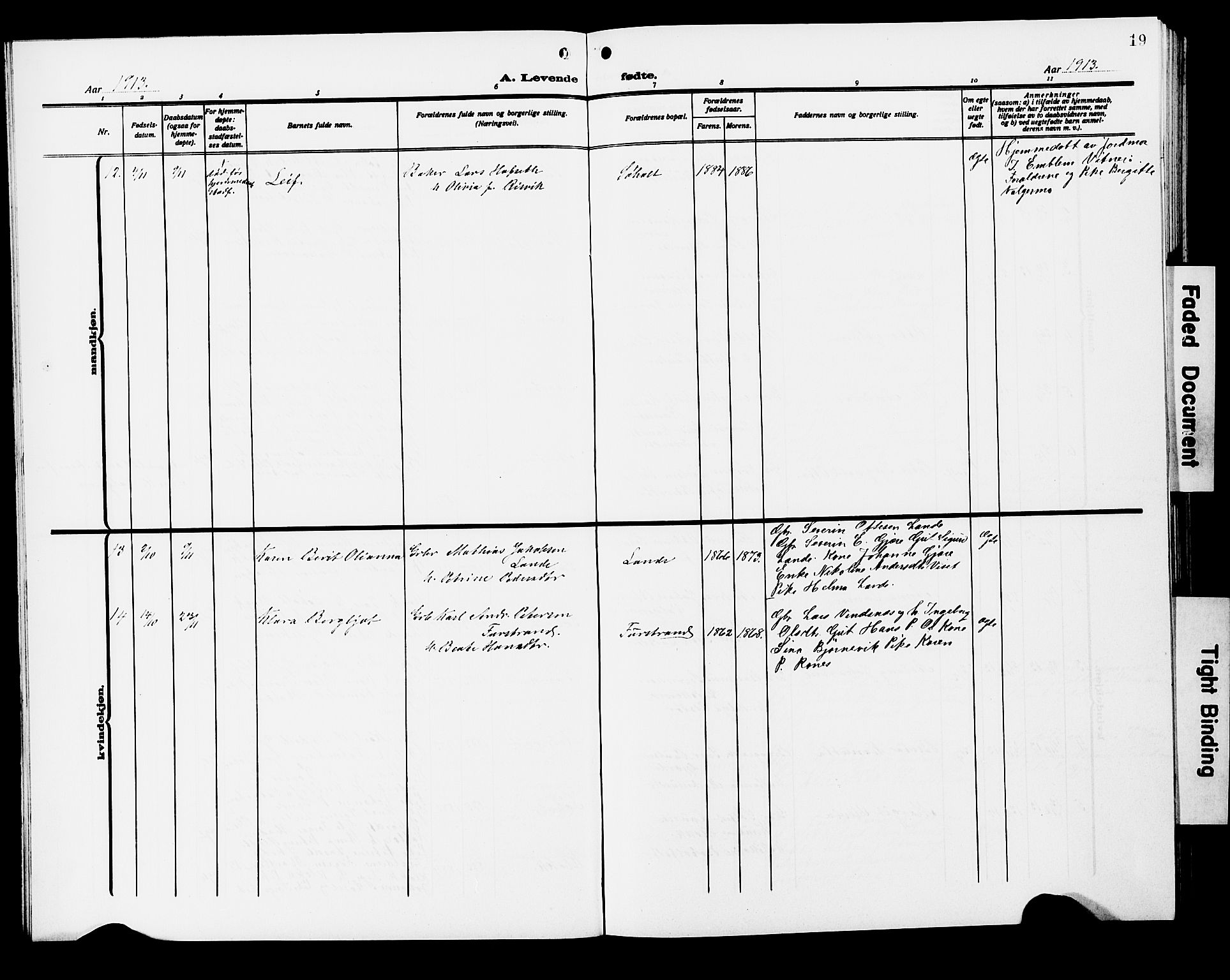 Ministerialprotokoller, klokkerbøker og fødselsregistre - Møre og Romsdal, AV/SAT-A-1454/522/L0328: Parish register (copy) no. 522C07, 1909-1925, p. 19