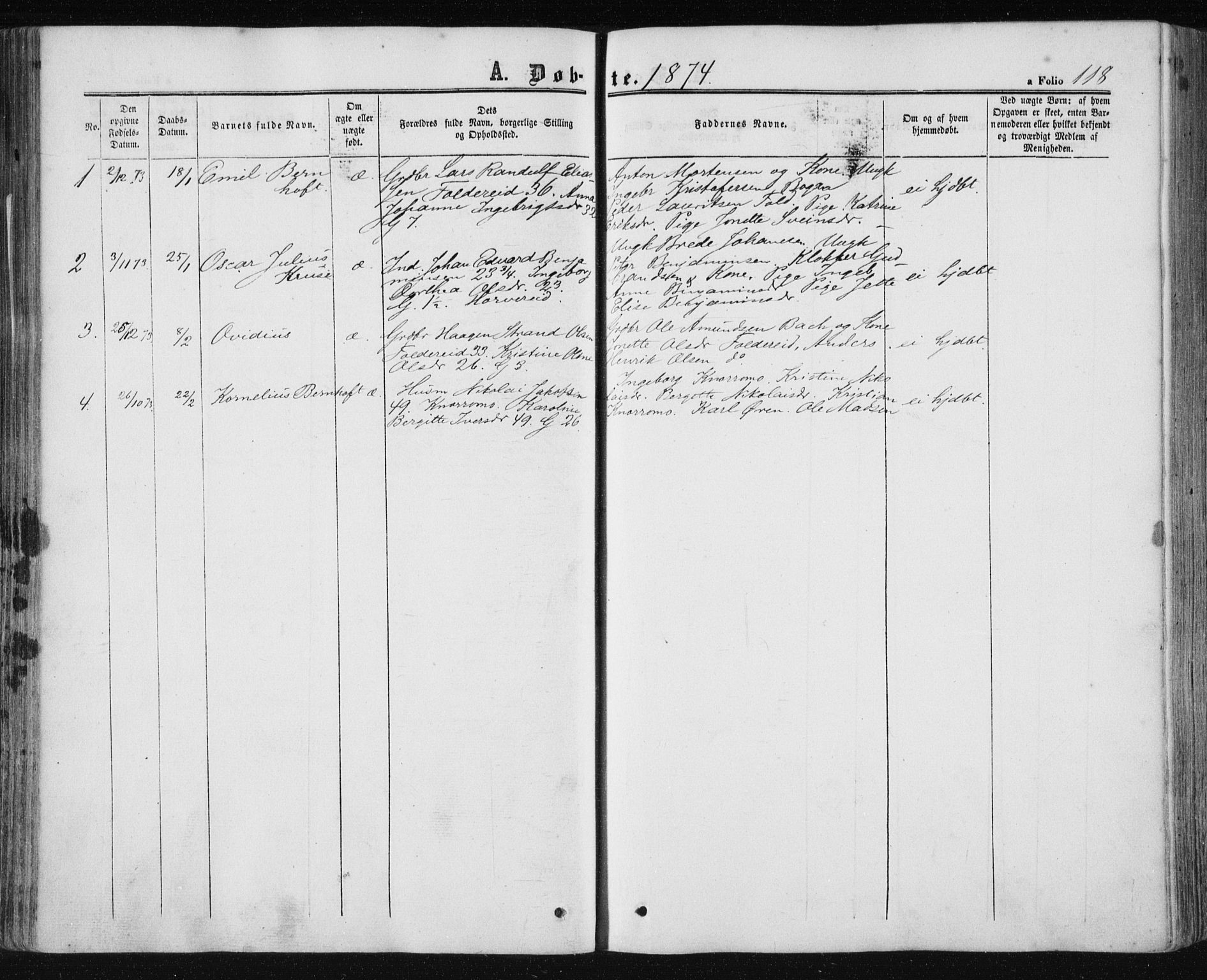 Ministerialprotokoller, klokkerbøker og fødselsregistre - Nord-Trøndelag, SAT/A-1458/780/L0641: Parish register (official) no. 780A06, 1857-1874, p. 118