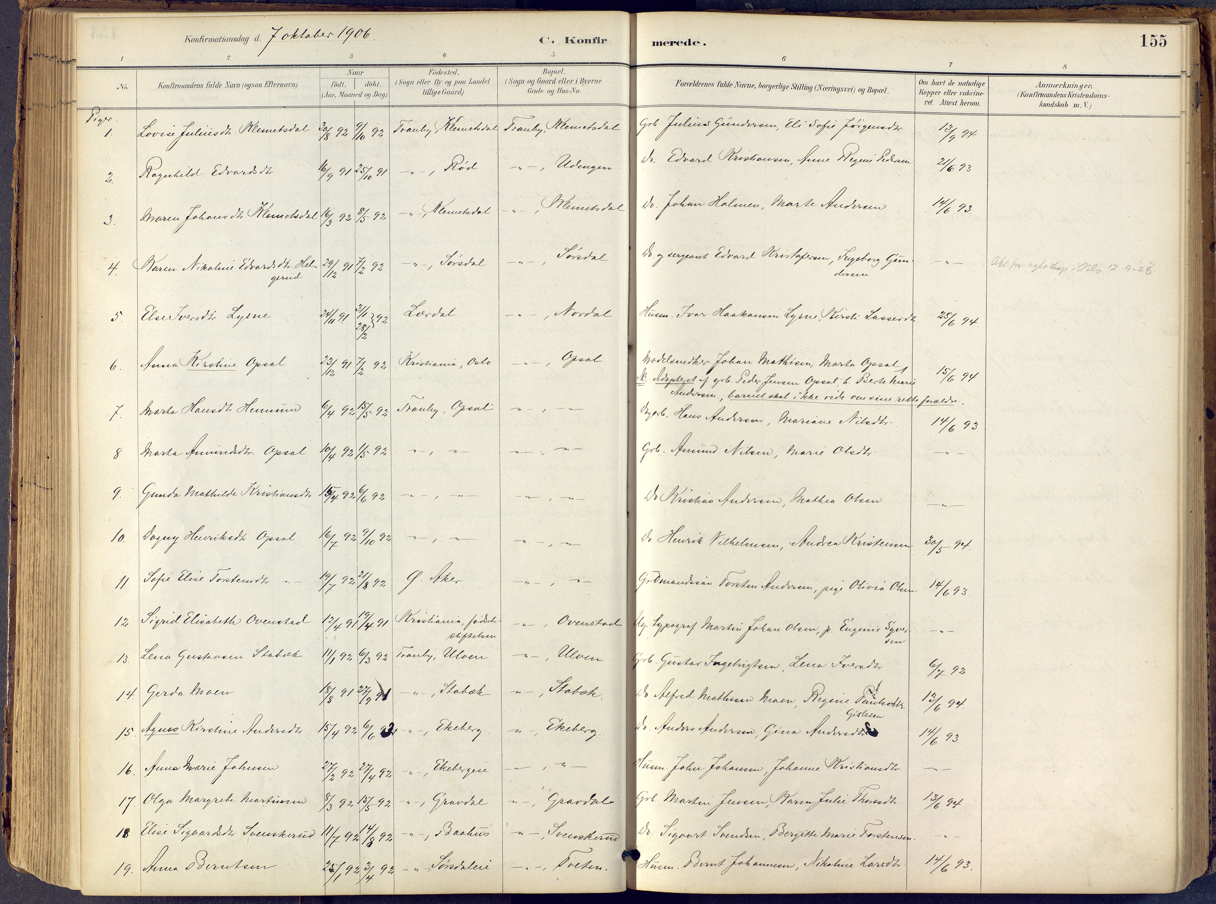 Lier kirkebøker, AV/SAKO-A-230/F/Fb/L0001: Parish register (official) no. II 1, 1883-1910, p. 155