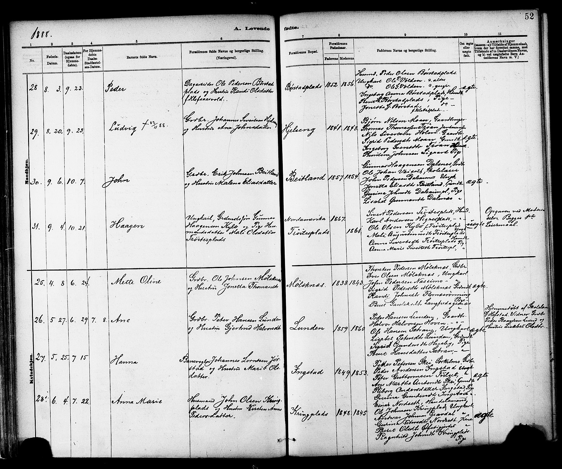 Ministerialprotokoller, klokkerbøker og fødselsregistre - Nord-Trøndelag, AV/SAT-A-1458/703/L0030: Parish register (official) no. 703A03, 1880-1892, p. 52