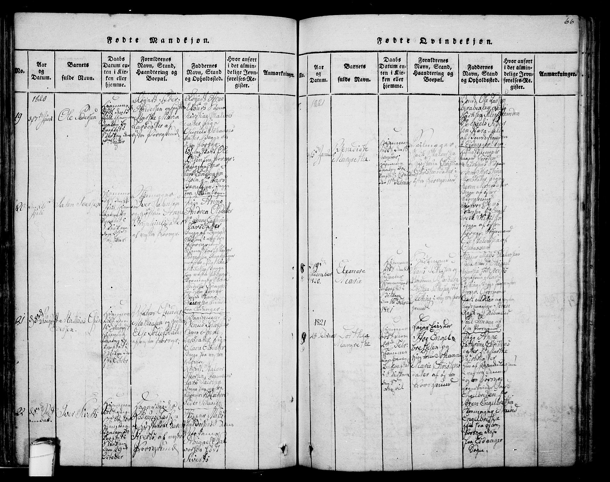 Porsgrunn kirkebøker , SAKO/A-104/F/Fa/L0004: Parish register (official) no. 4, 1814-1828, p. 66