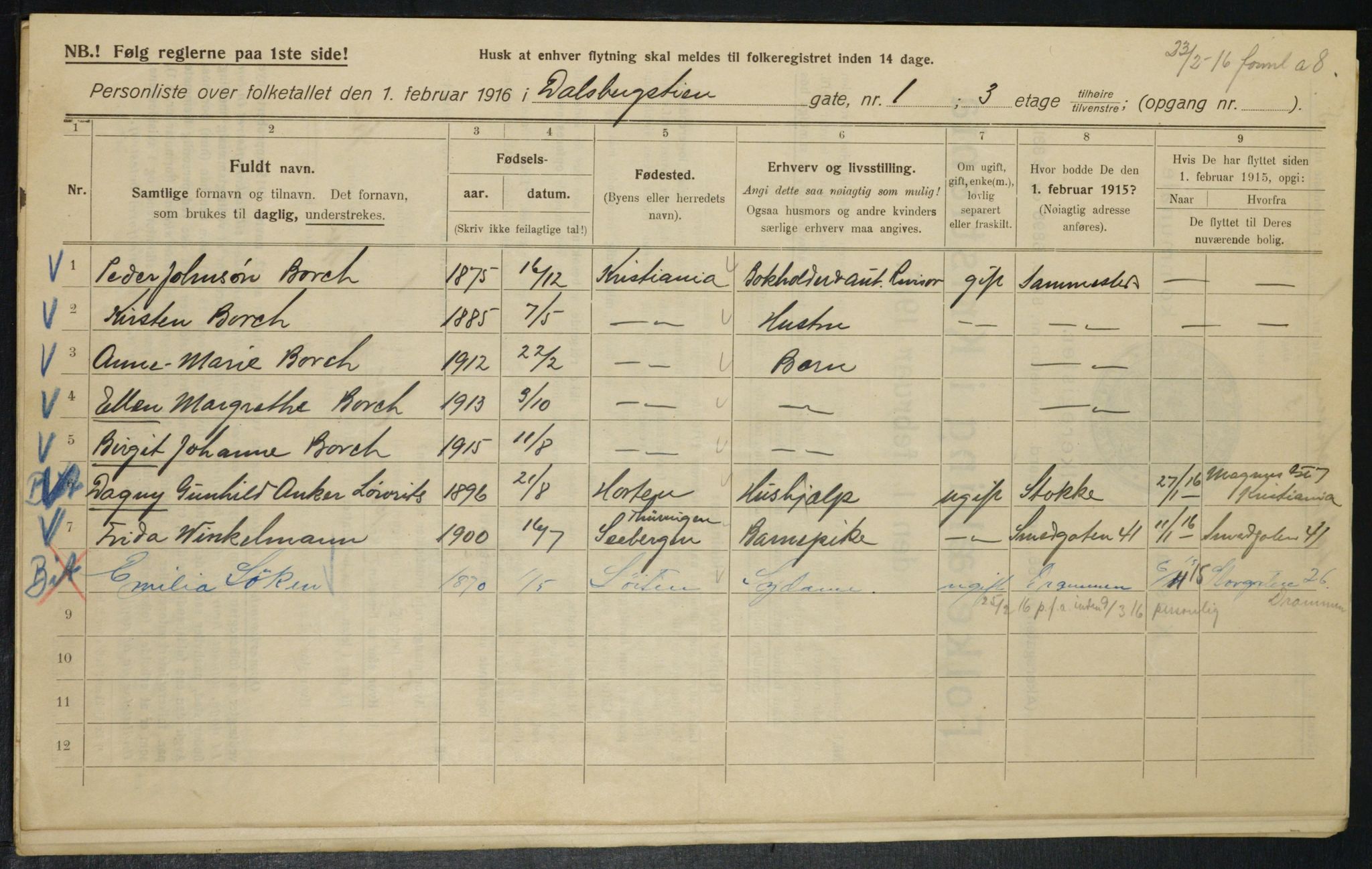 OBA, Municipal Census 1916 for Kristiania, 1916, p. 14074