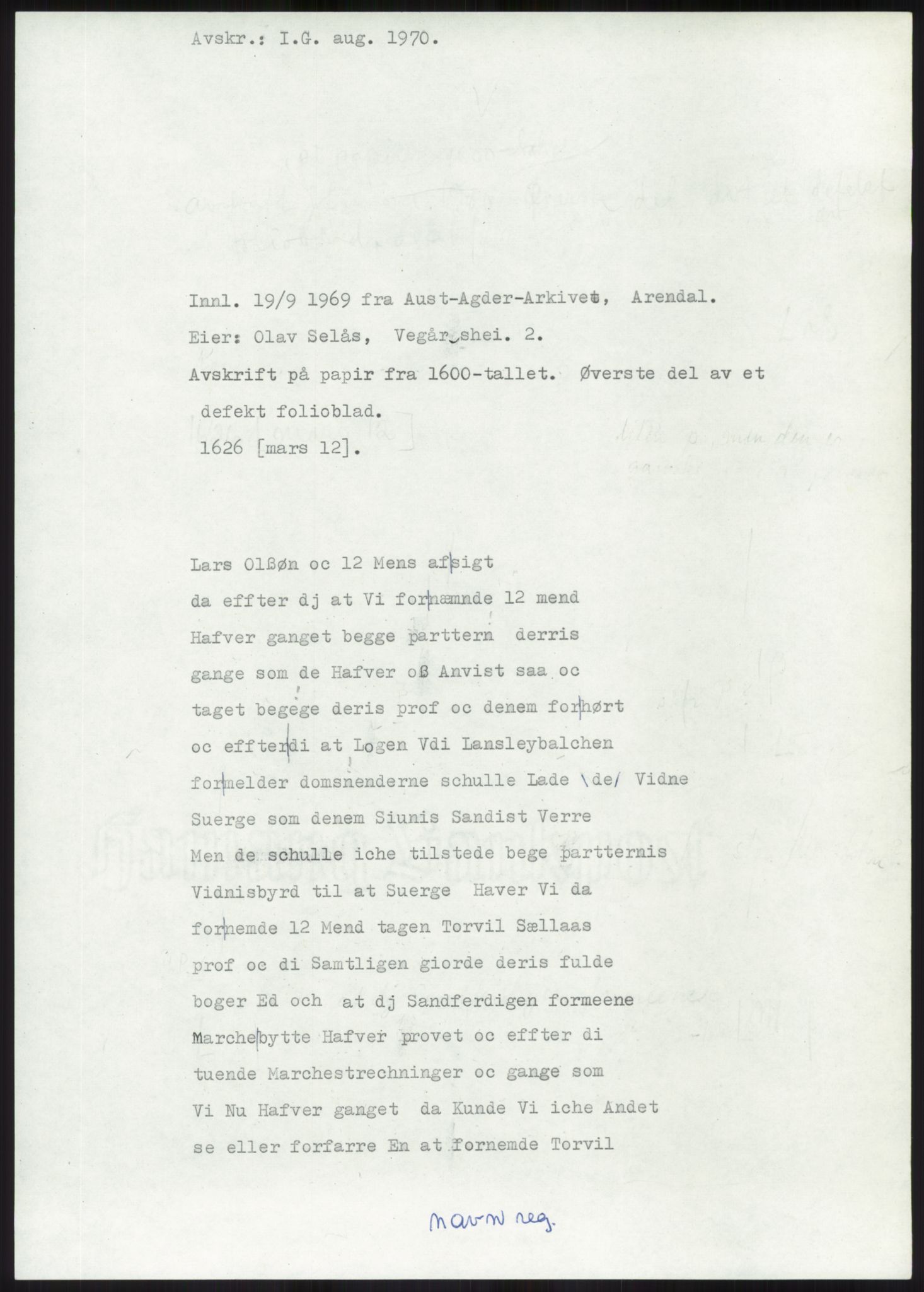 Samlinger til kildeutgivelse, Diplomavskriftsamlingen, RA/EA-4053/H/Ha, p. 1955