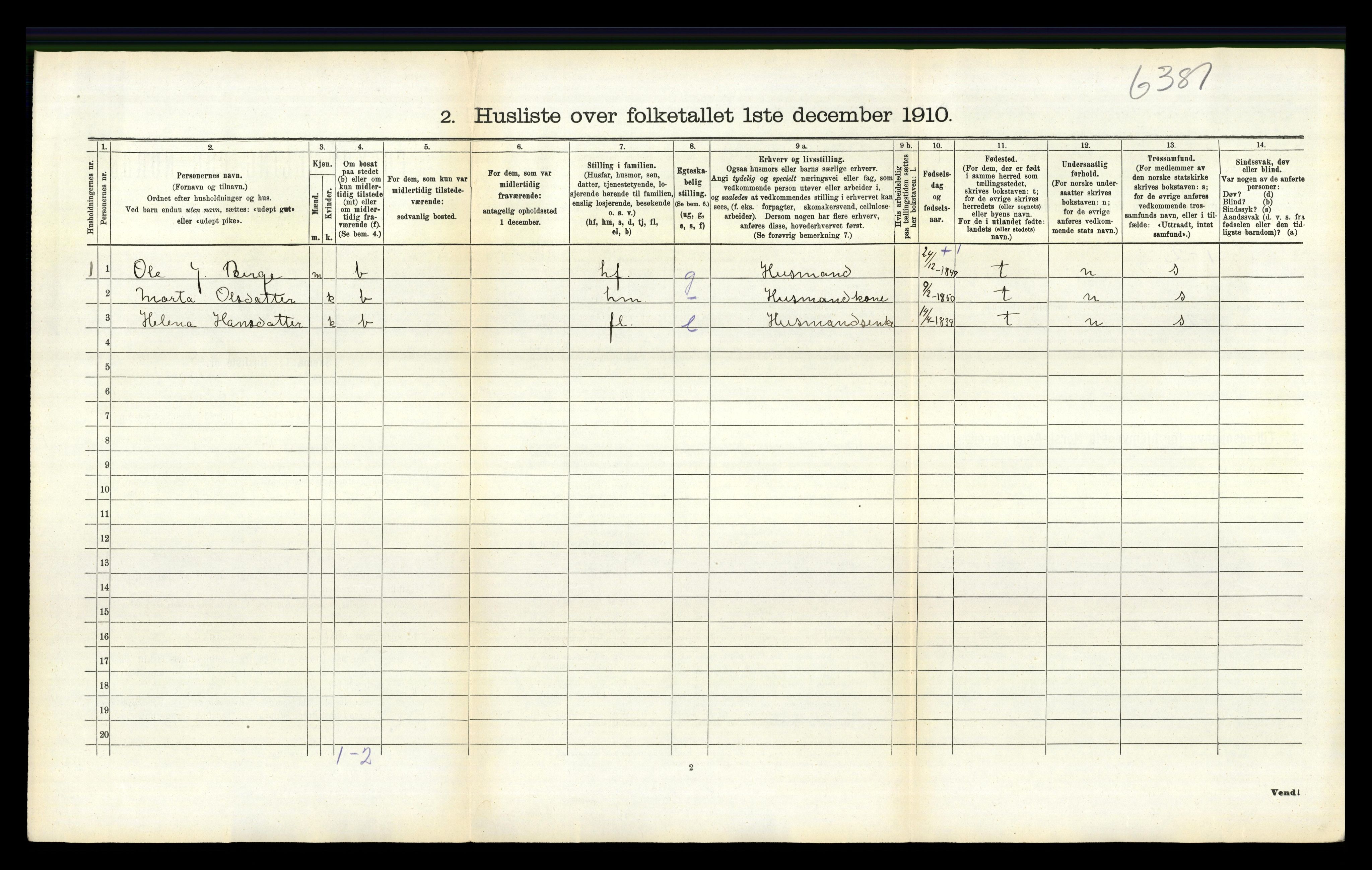 RA, 1910 census for Sand, 1910, p. 256