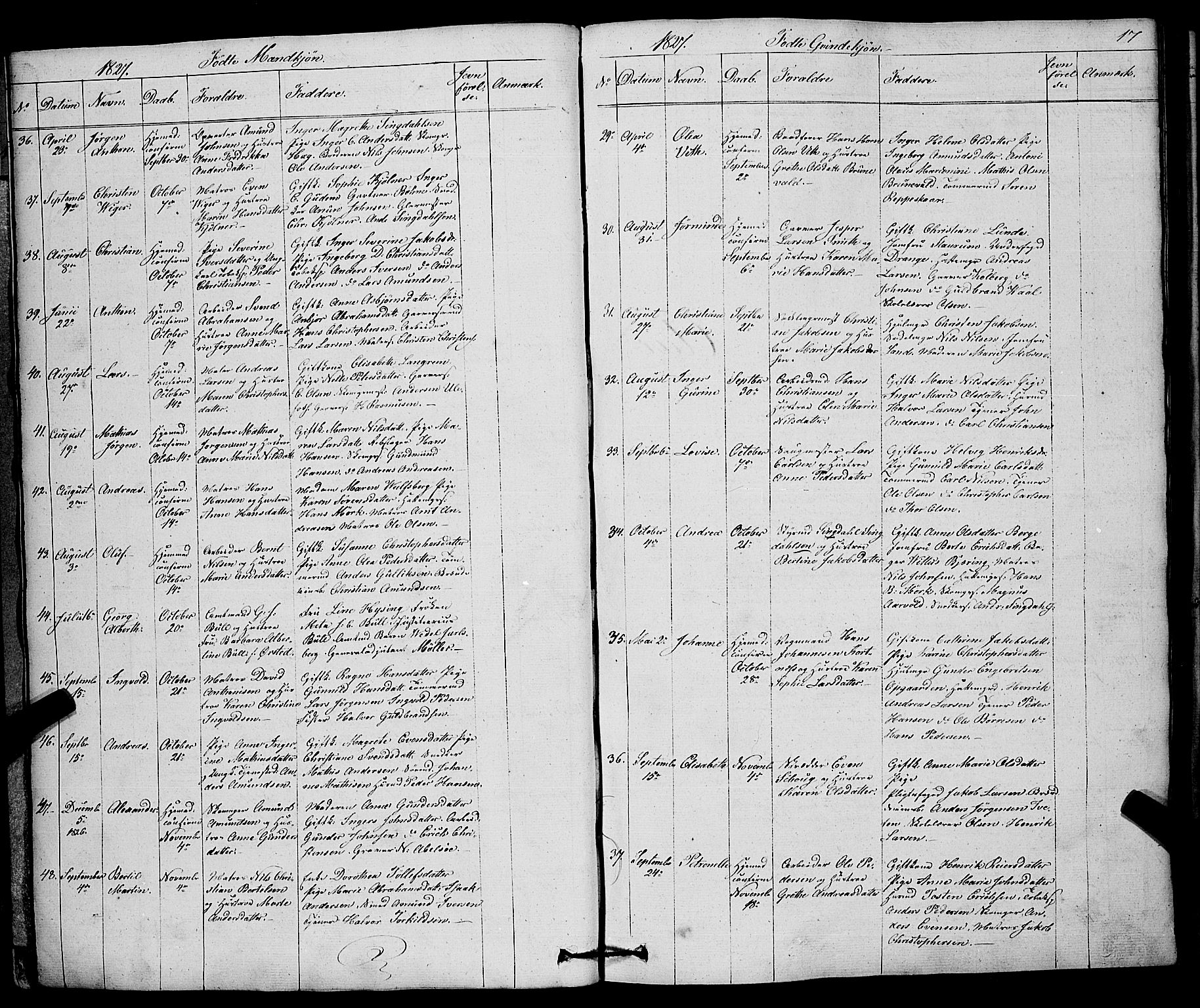 Larvik kirkebøker, SAKO/A-352/F/Fa/L0002: Parish register (official) no. I 2, 1825-1847, p. 17