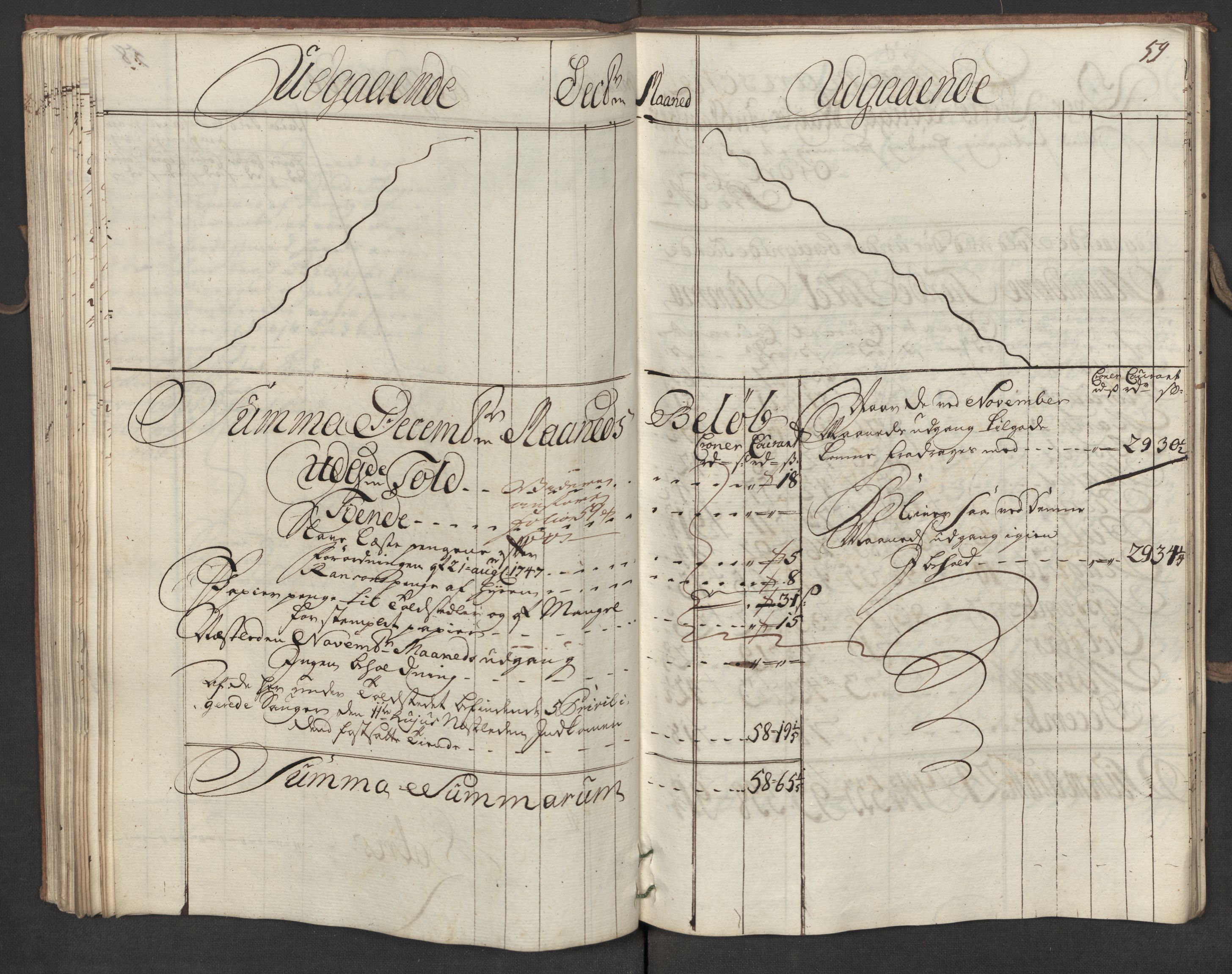 Generaltollkammeret, tollregnskaper, AV/RA-EA-5490/R19/L0015/0005: Tollregnskaper Flekkefjord / Utgående hovedtollbok, 1756, p. 58b-59a