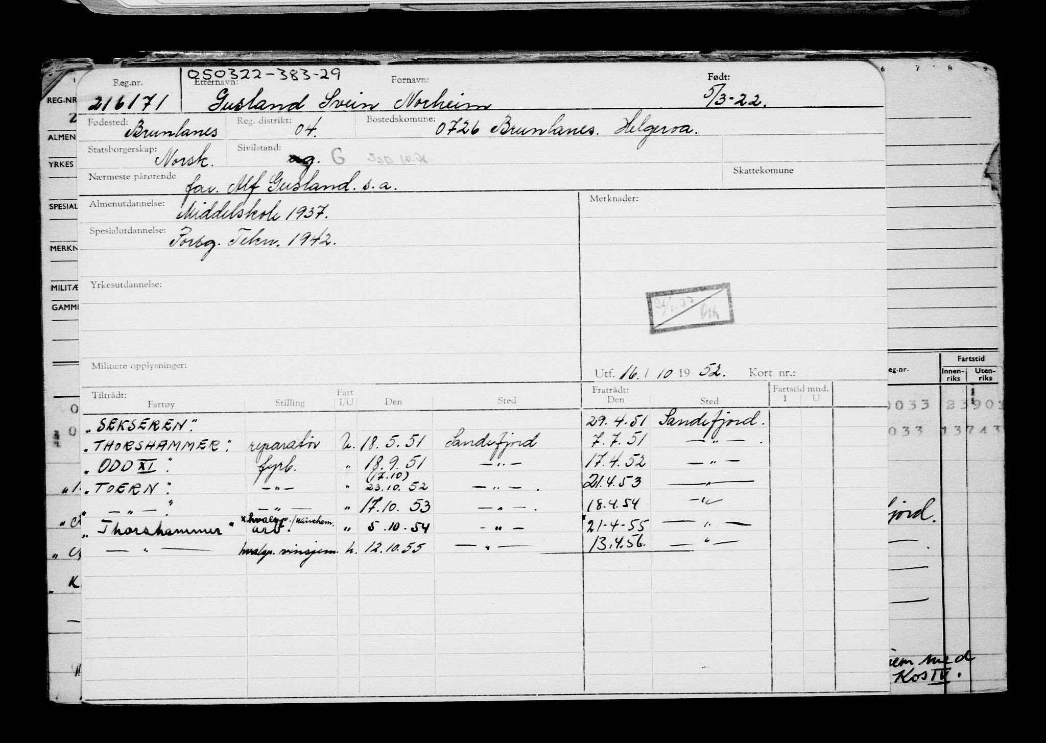 Direktoratet for sjømenn, AV/RA-S-3545/G/Gb/L0203: Hovedkort, 1922, p. 585